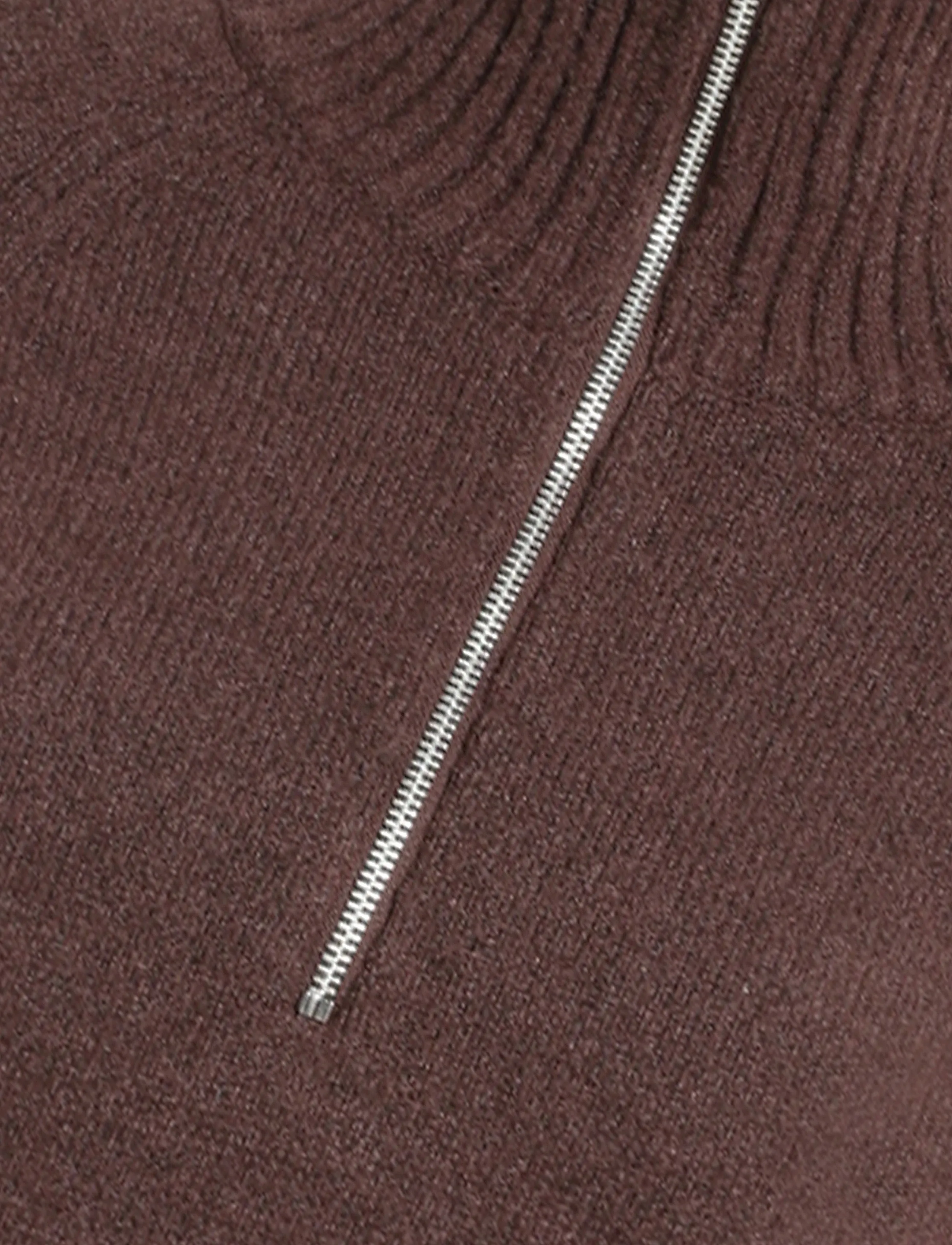 Monki - Short Half-Zip Knitted Sweater - brown dark - 2