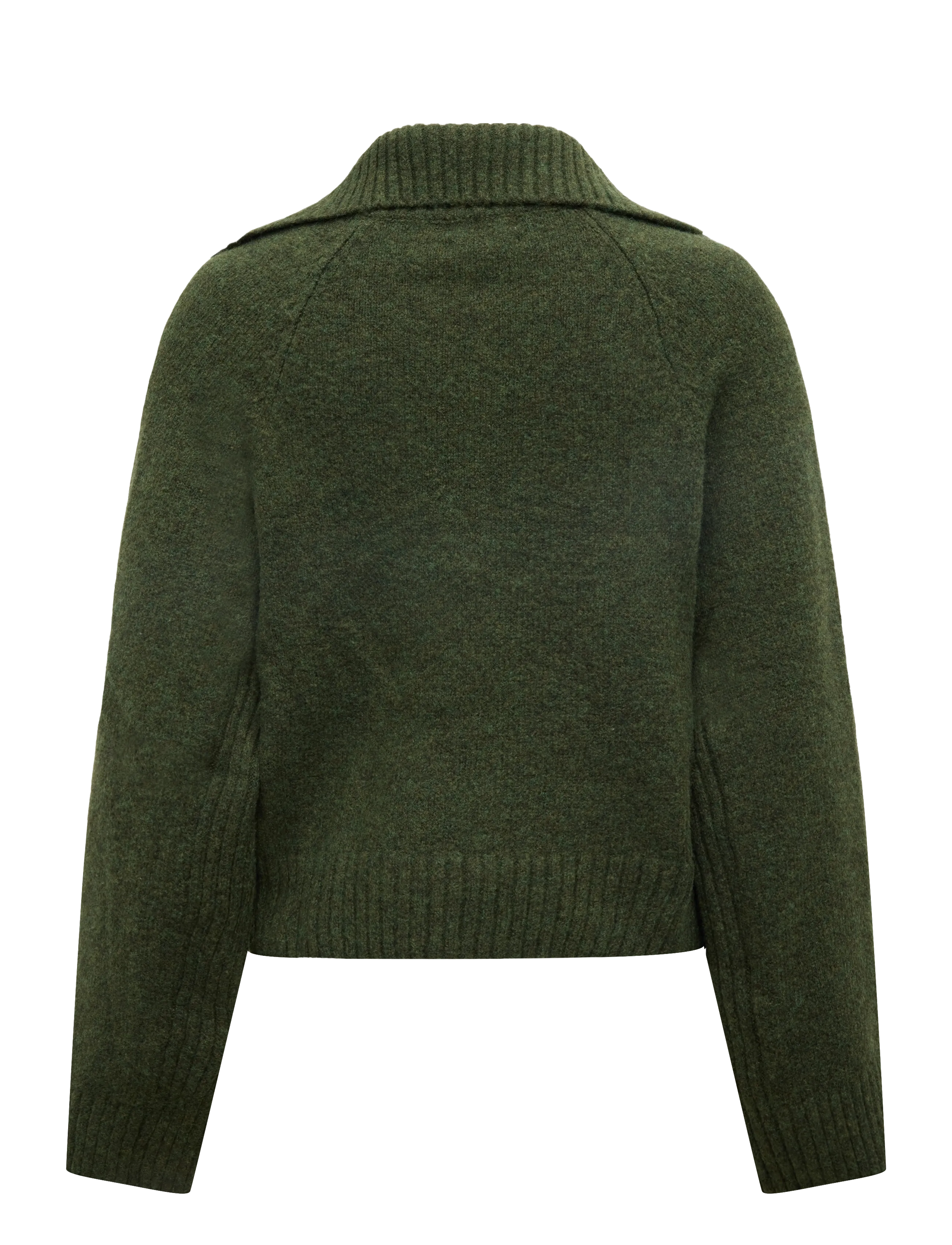 Monki - Short Half-Zip Knitted Sweater - turtlenecks - green dark - 1