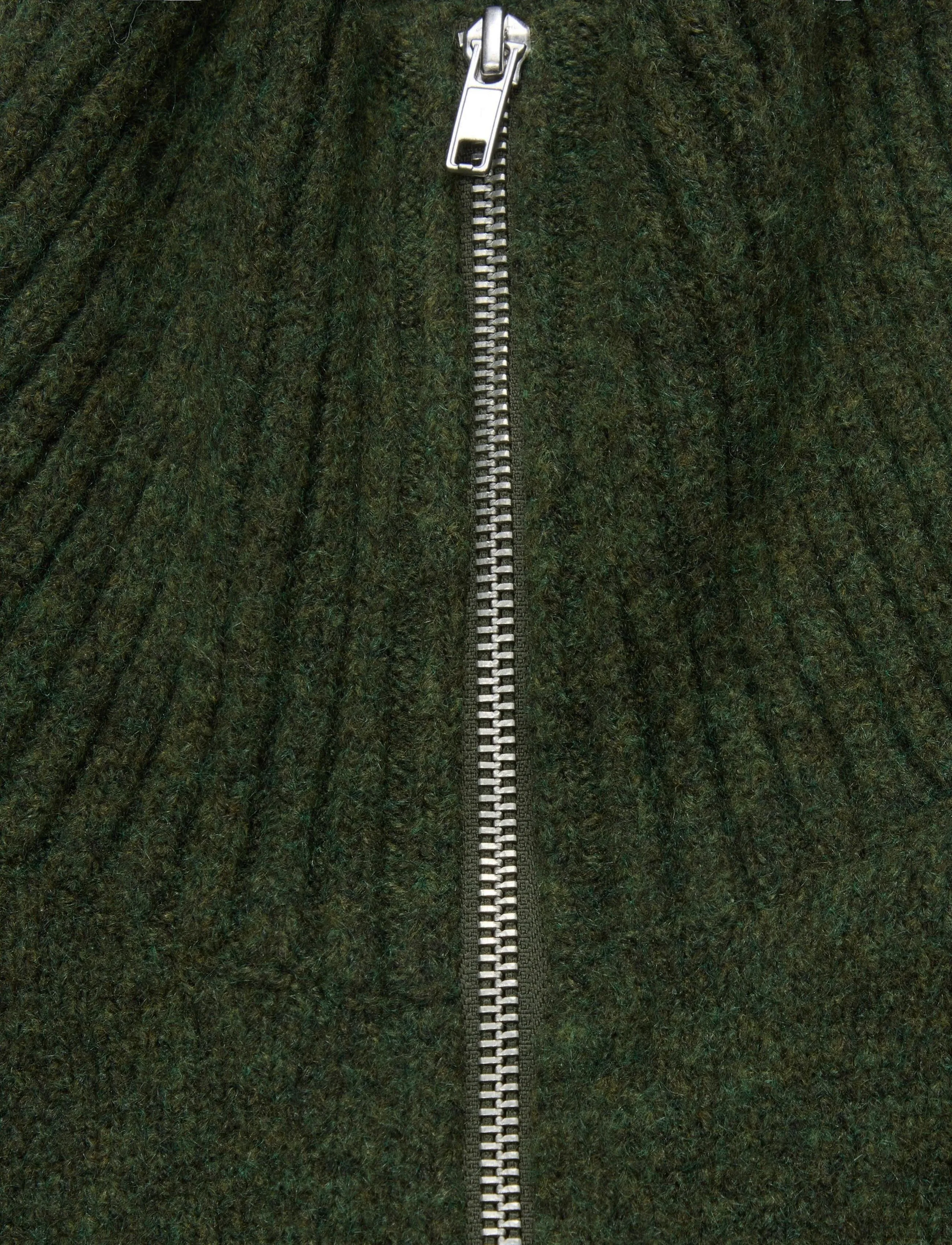 Monki - Short Half-Zip Knitted Sweater - turtlenecks - green dark - 2