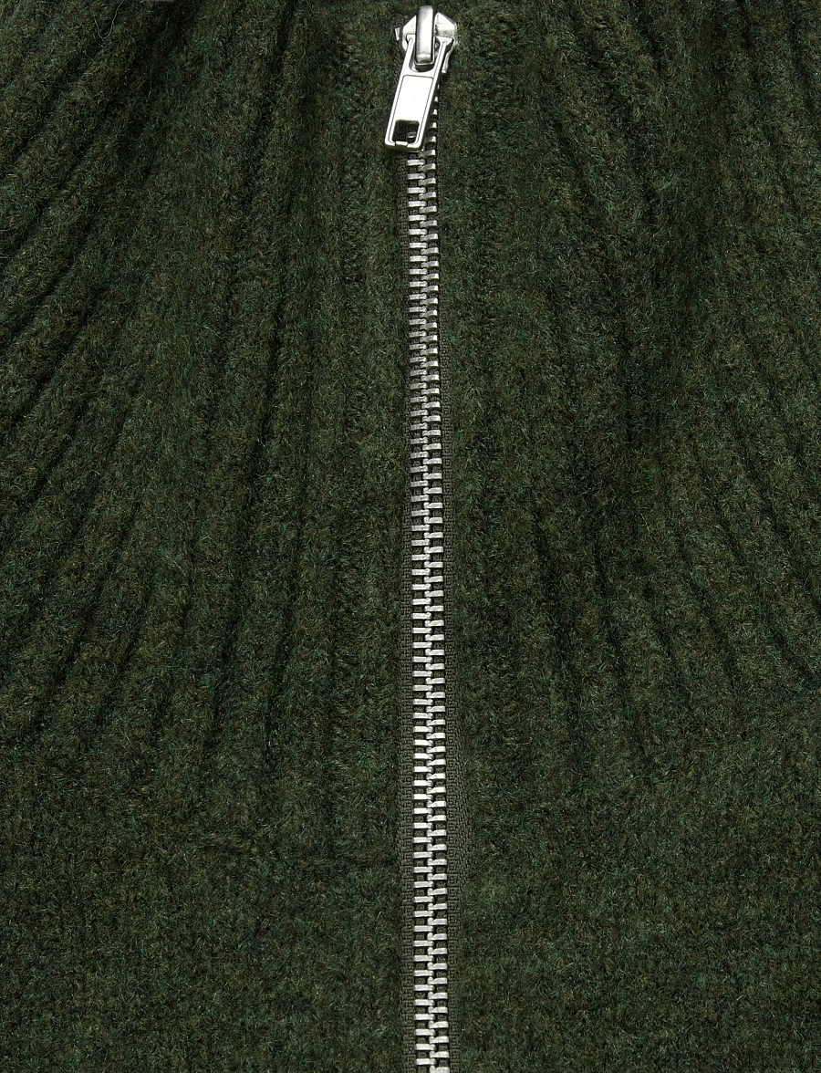 Monki - Short Half-Zip Knitted Sweater - rollkragenpullover - green dark - 2