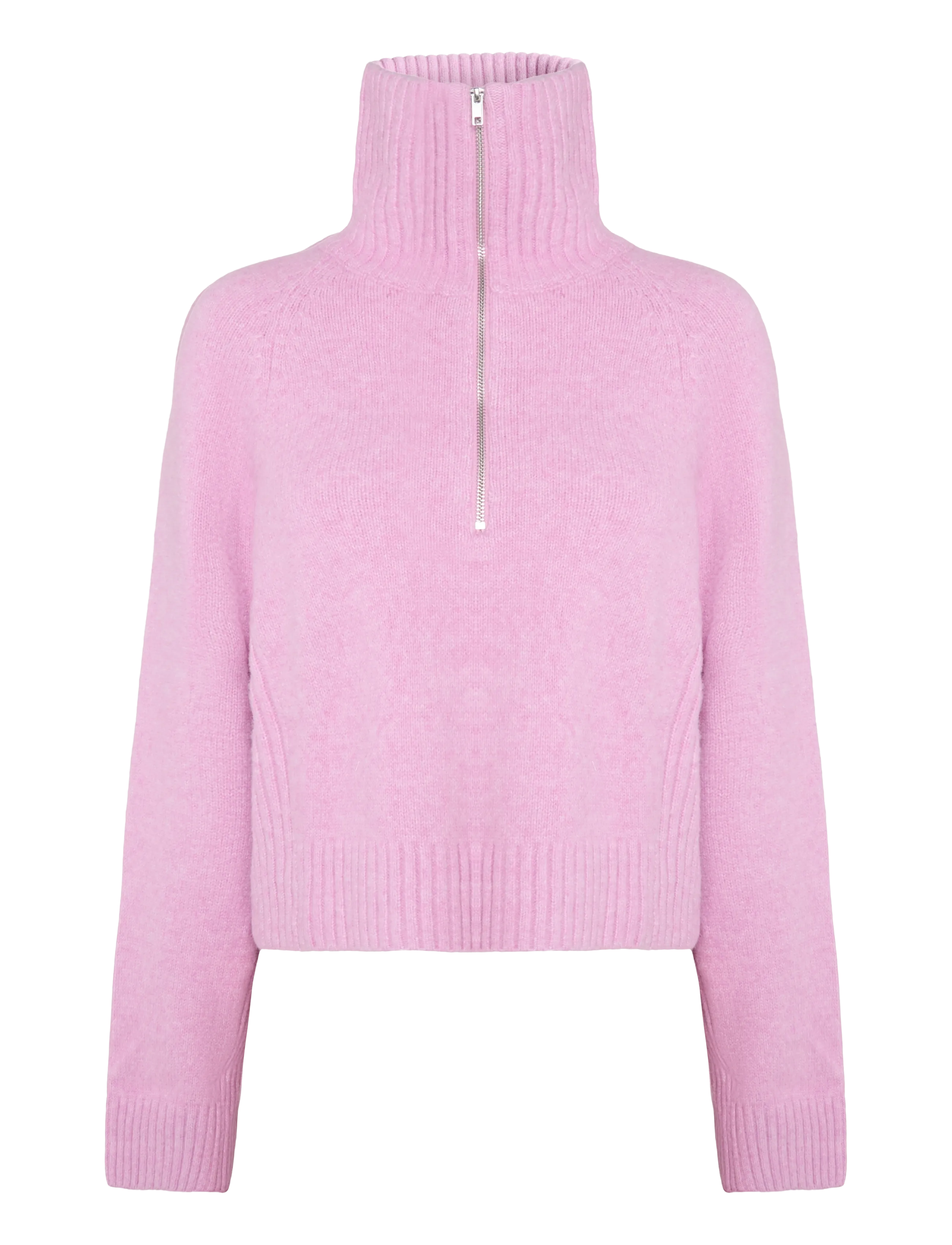 Monki Short Half-Zip Knitted Sweater - Monki - PINK LIGHT / pink/rose
