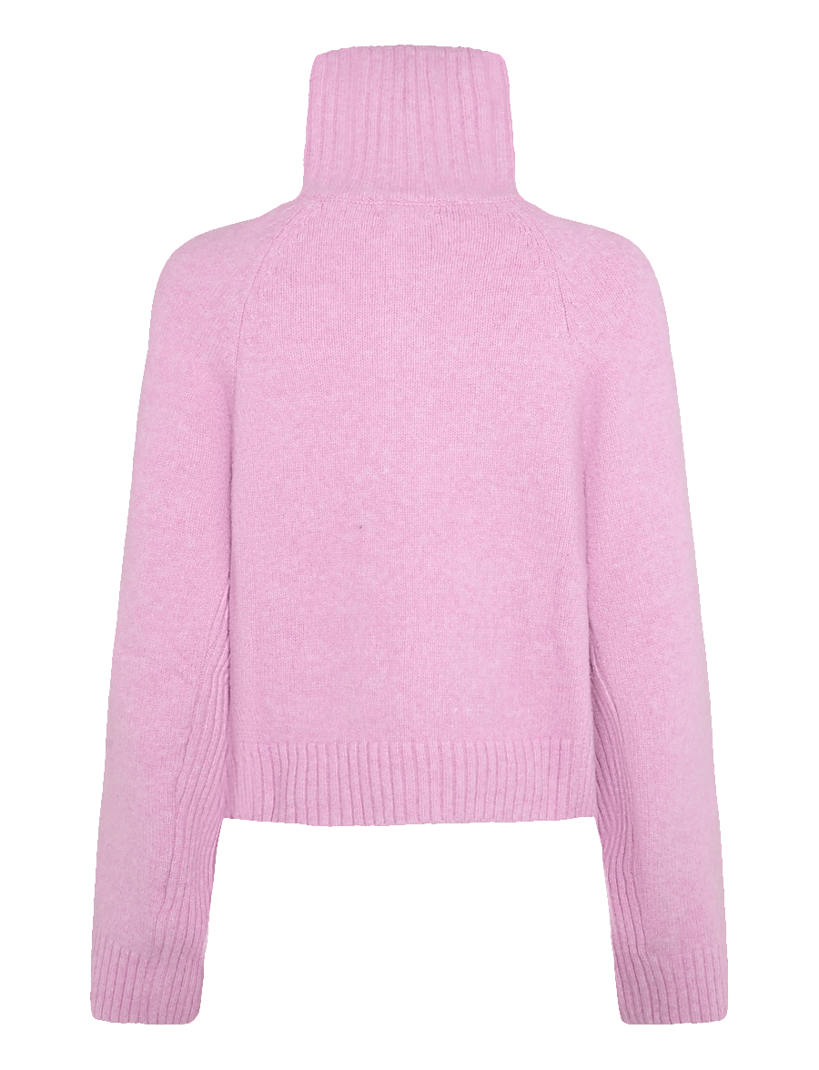 Monki - Short Half-Zip Knitted Sweater - rollkragenpullover - pink light - 1