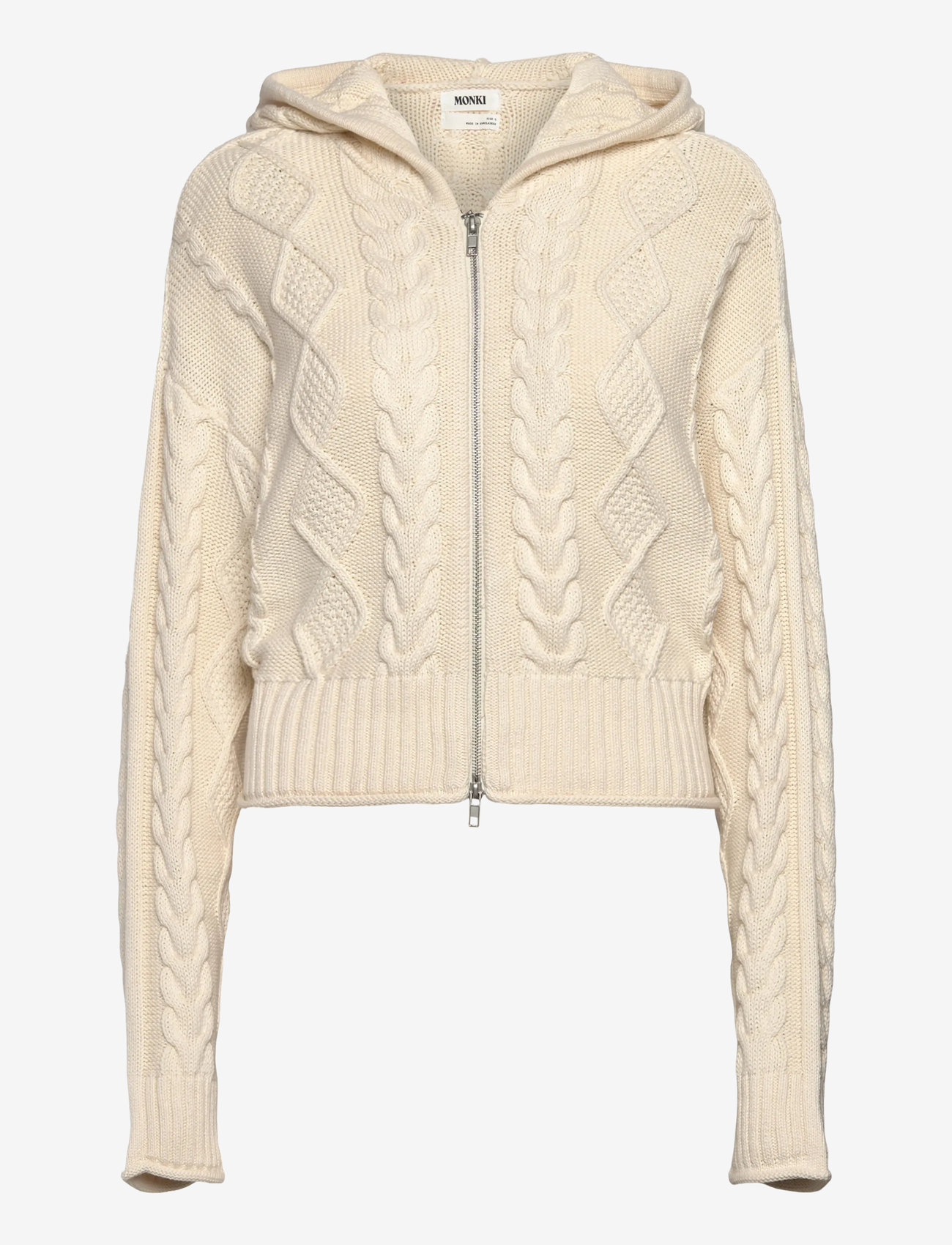Monki - Cropped knitted Hoodie - hoodies - white light - 0