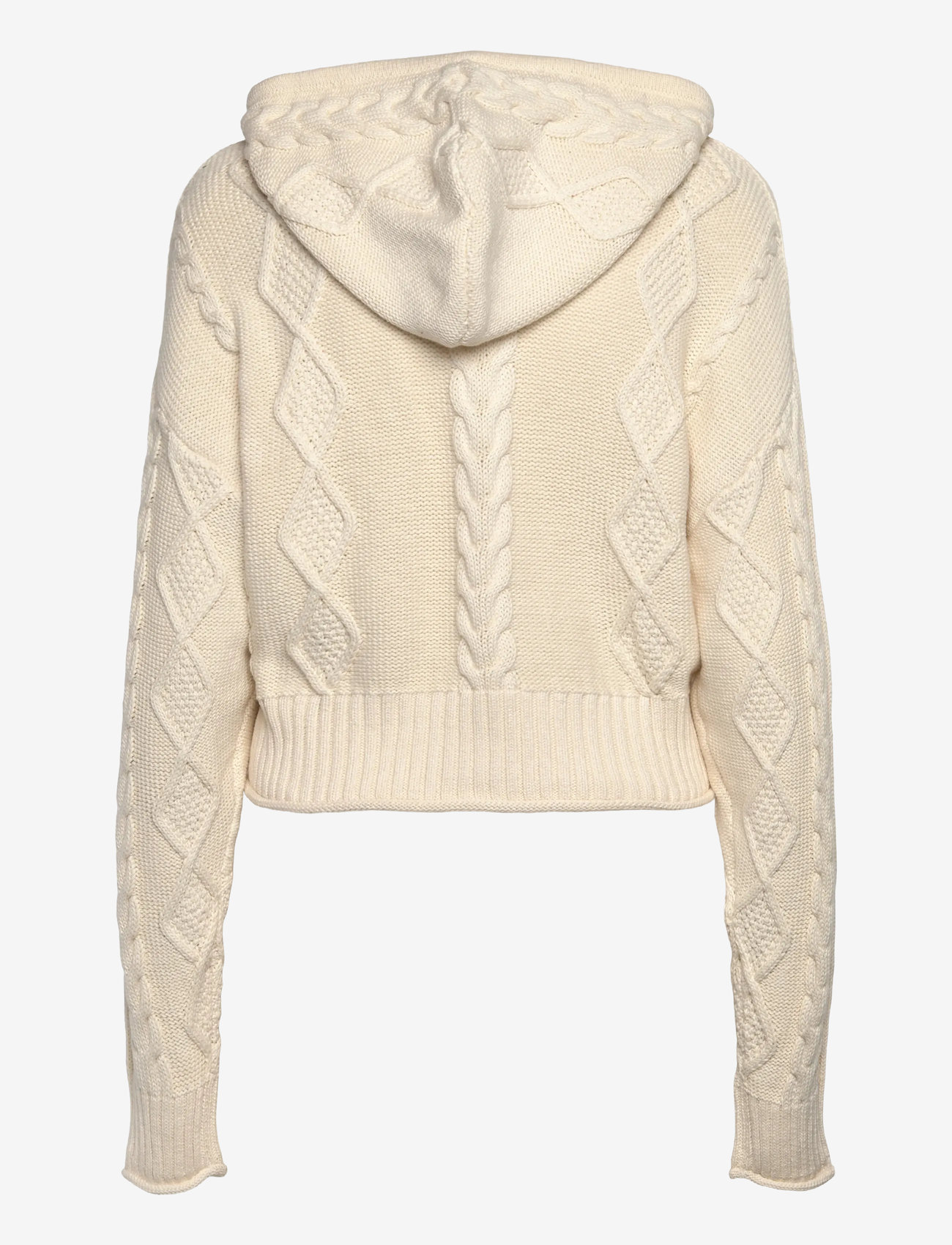 Monki - Cropped knitted Hoodie - hoodies - white light - 1