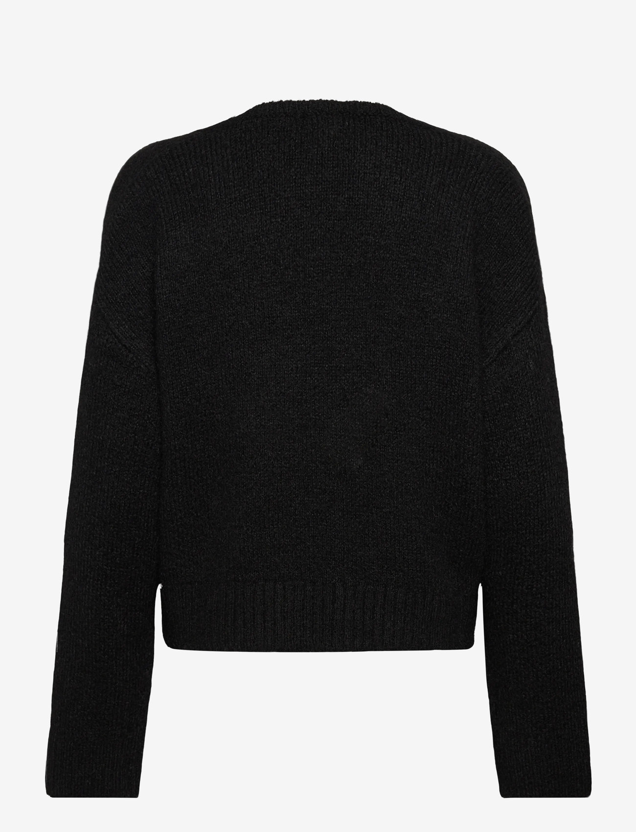 Monki - Lace-trimmed V-neck Sweater - pullover - black dark - 1