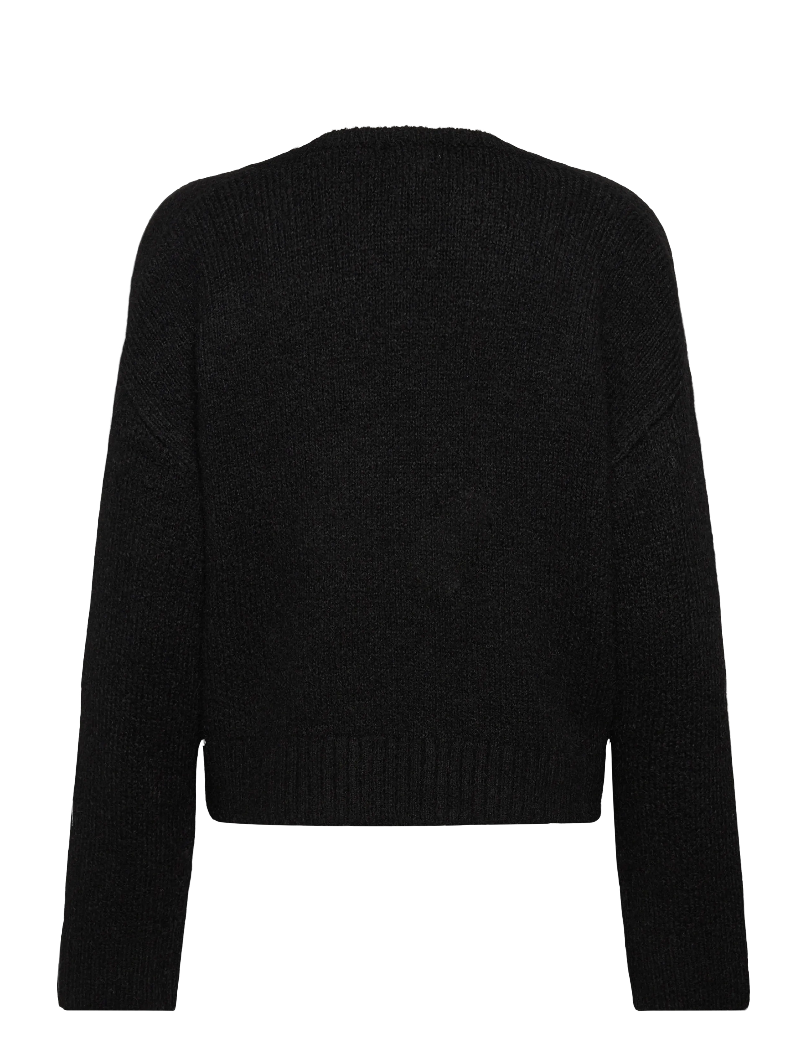 Monki - Lace-trimmed V-neck Sweater - gebreide truien - black dark - 1