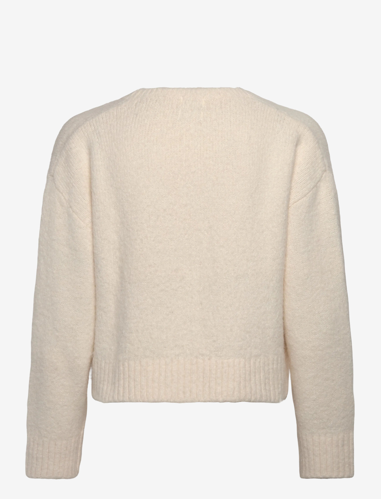 Monki - Lace-trimmed V-neck Sweater - striktrøjer - white light - 1