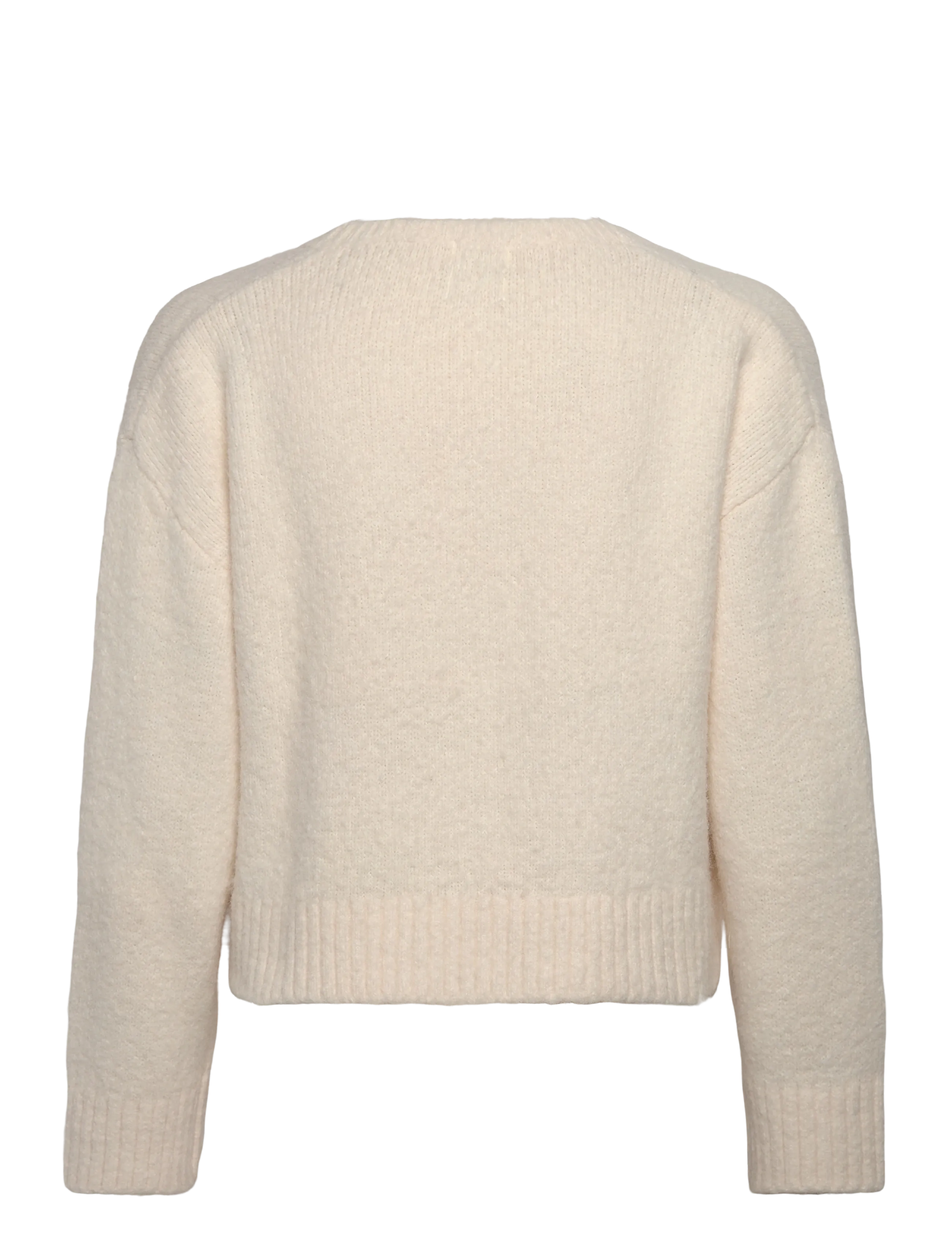 Monki - Lace-trimmed V-neck Sweater - pullover - white light - 1