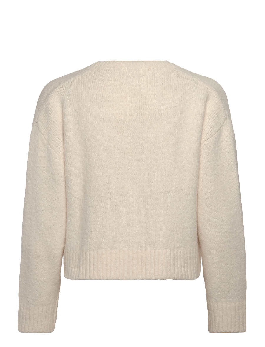 Monki - Lace-trimmed V-neck Sweater - striktrøjer - white light - 1