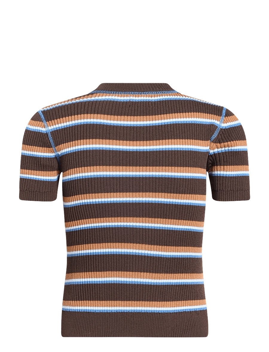 Monki - Kn short sleeve Top - t-shirts - brown dark - 1