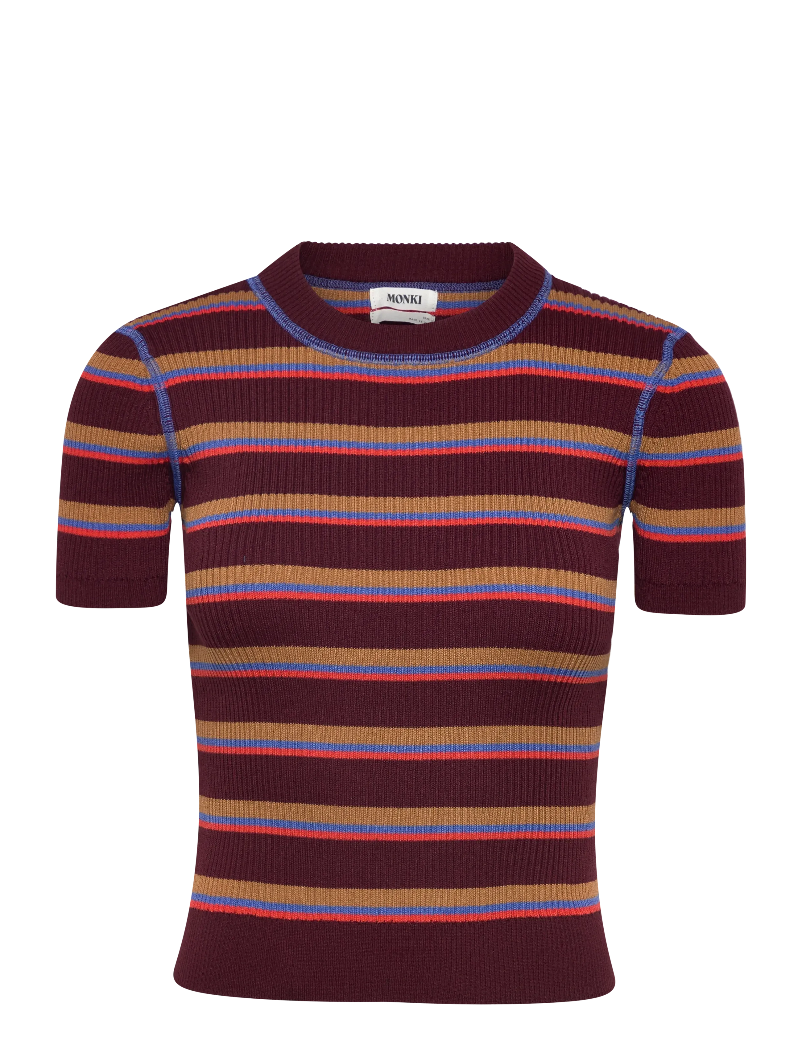 Monki Kn Short Sleeve Top, S, Burgundy, T-Shirts & Toppe > Kortærmede, Dame