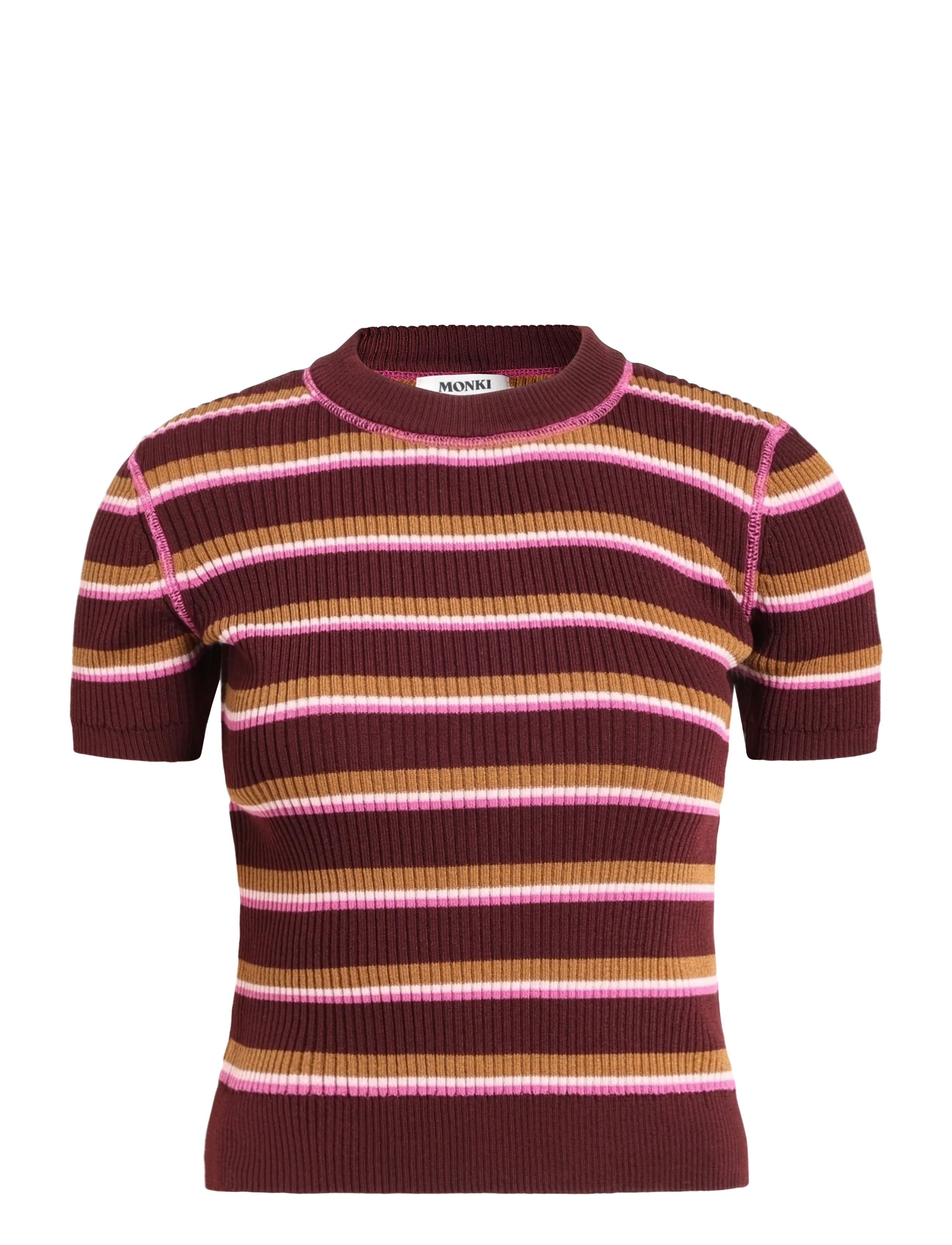 Monki Kn short sleeve Top - Farben der Saison - RED DARK / burgundy