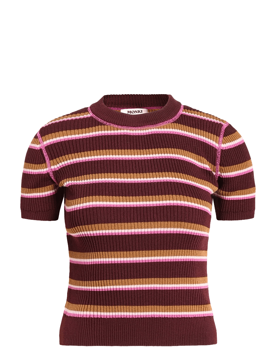 Monki - Kn short sleeve Top - t-shirts - red dark - 0