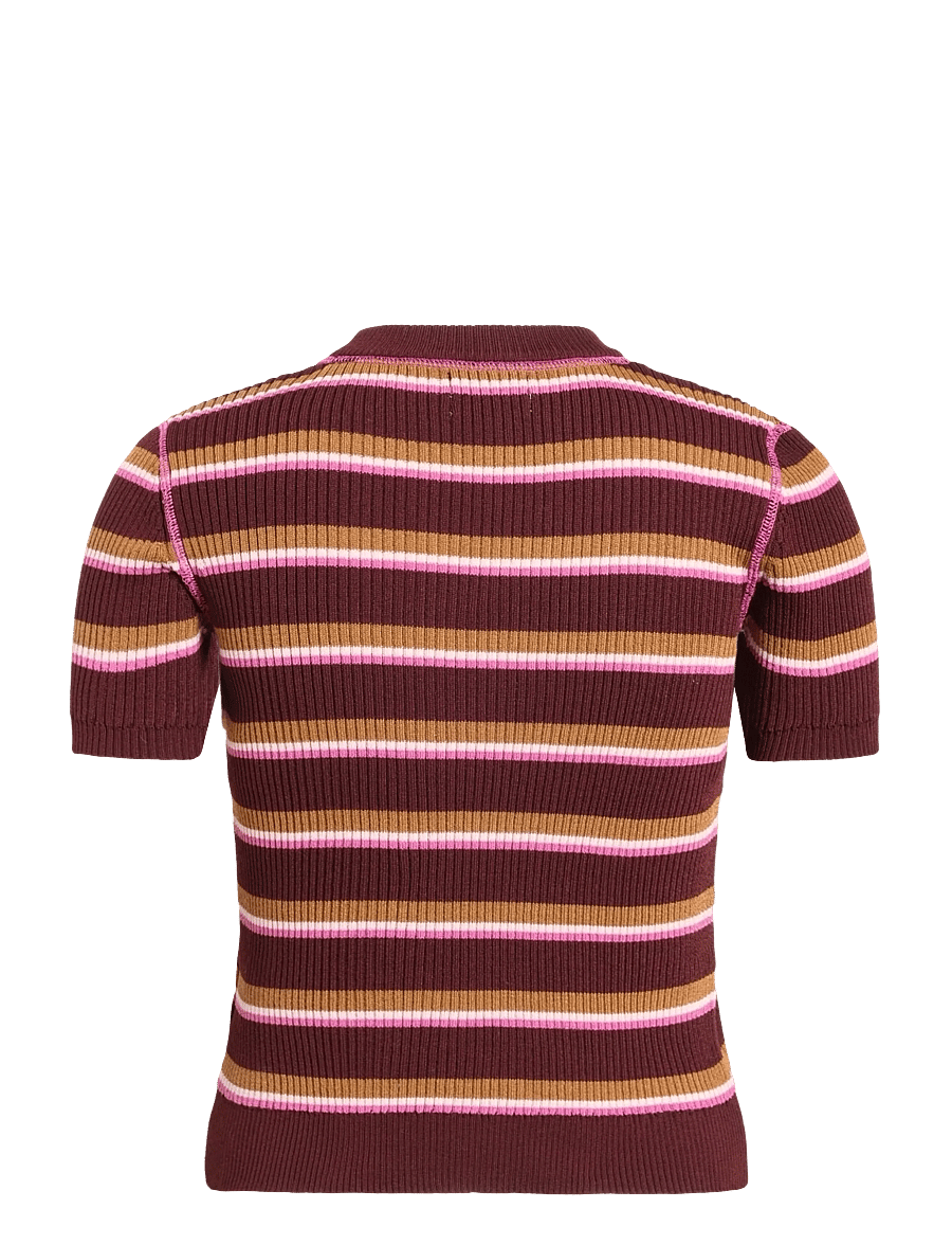 Monki - Kn short sleeve Top - t-shirts - red dark - 1