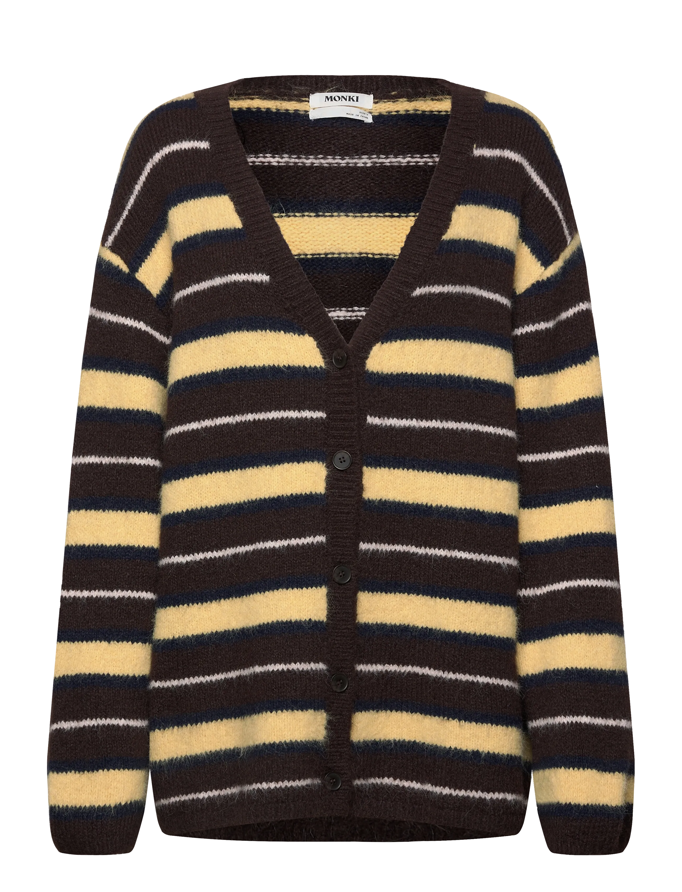Monki Soft Knit V-Neck Cardigan, M, Brown, Strik > Cardigans, Dame