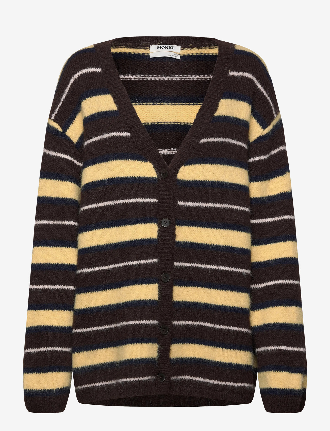 Monki - Soft Knit V-Neck Cardigan - cardigans - brown dark - 0