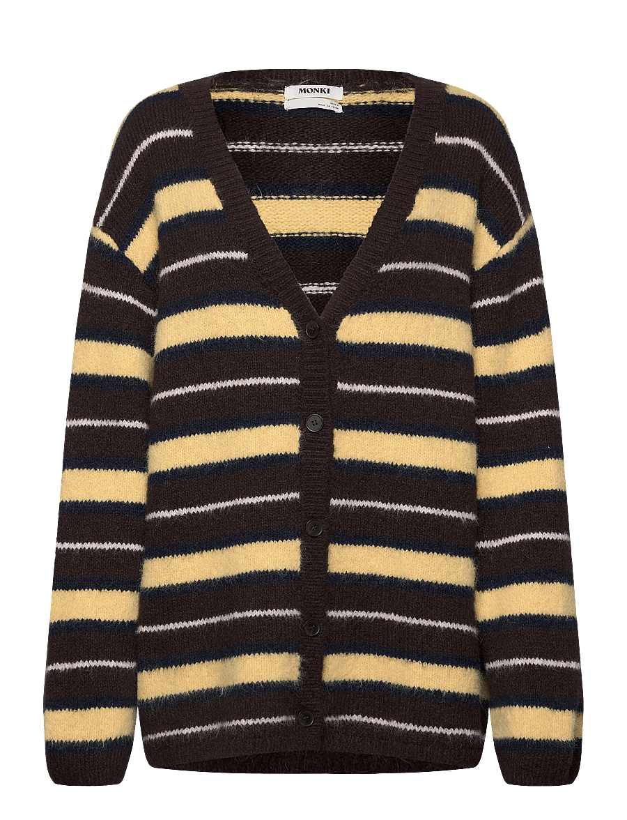 Monki - Soft Knit V-Neck Cardigan - cardigans - brown dark - 0