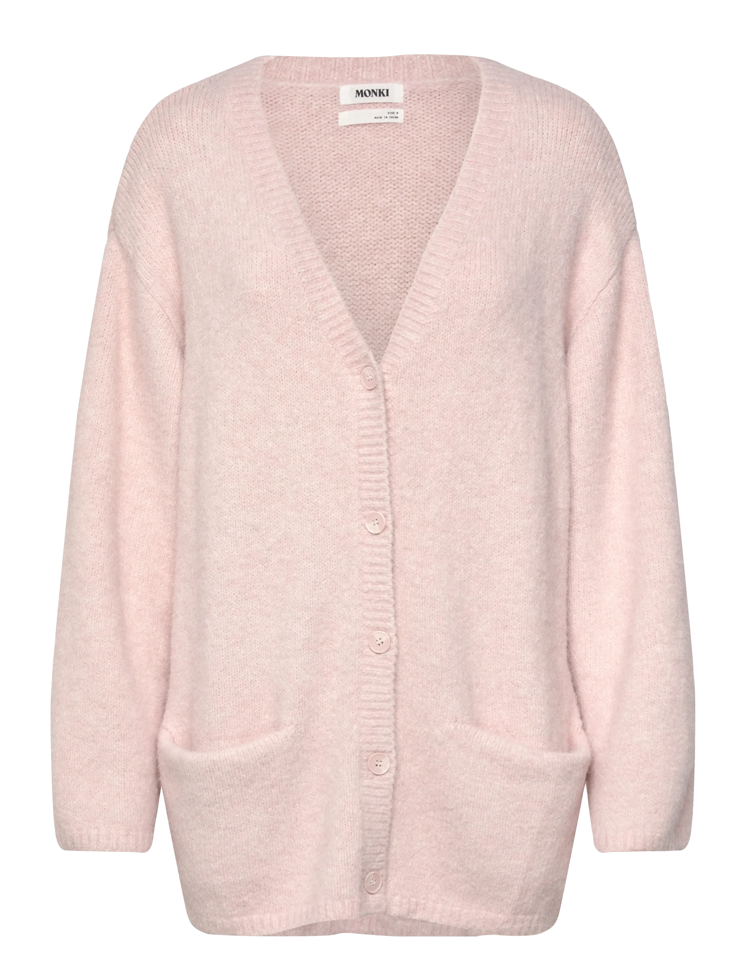 Monki Soft Knit V-Neck Cardigan, S, Pink, Strik > Cardigans, Dame