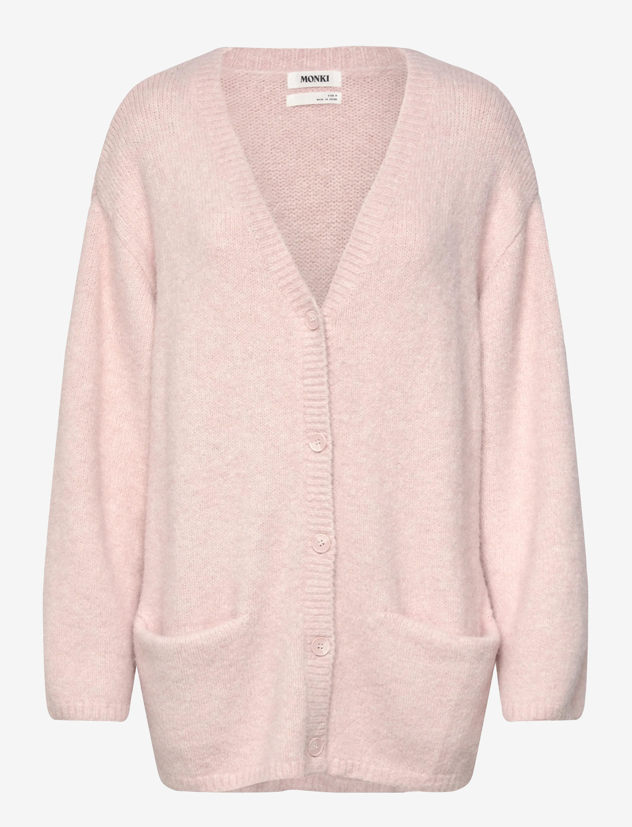 Monki - Soft Knit V-Neck Cardigan - koftor - pink dusty light - 0