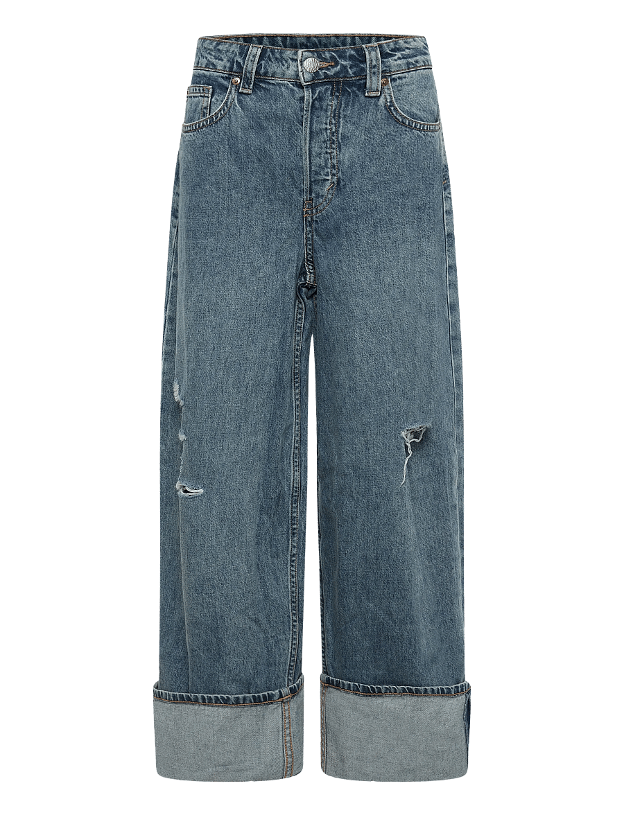 Monki - Peggy Low Rise Loose Baggy Jeans - hosen mit weitem bein - blue wash - 0