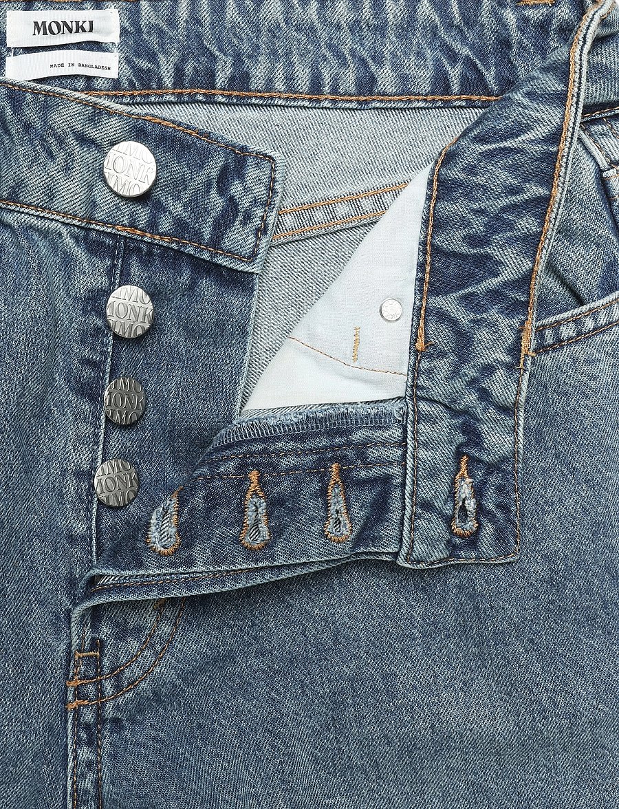 Monki - Peggy Low Rise Loose Baggy Jeans - hosen mit weitem bein - blue wash - 3