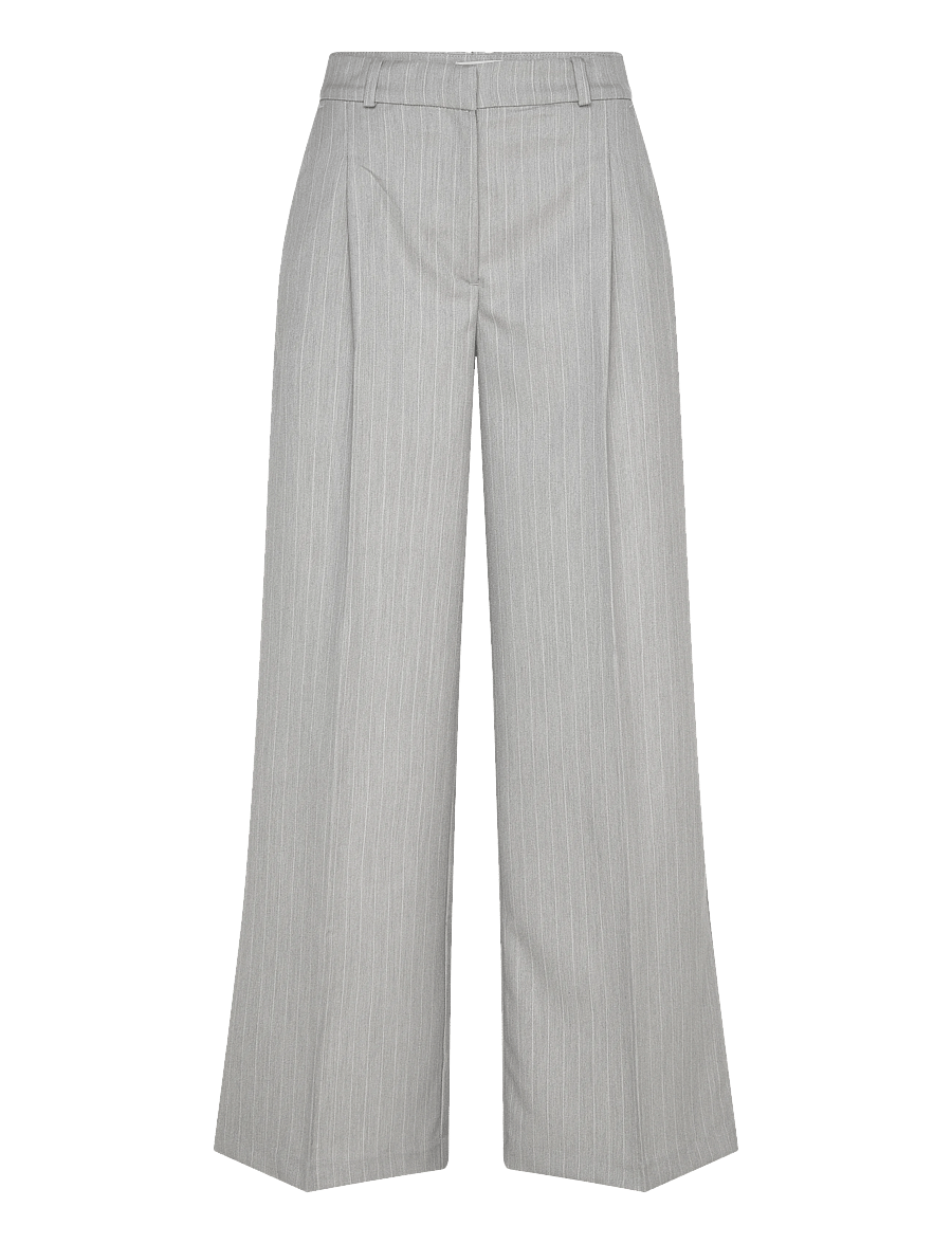 Monki - High Waisted Wide Leg Twill Trousers - tailored trousers - grey melange dusty light - 0