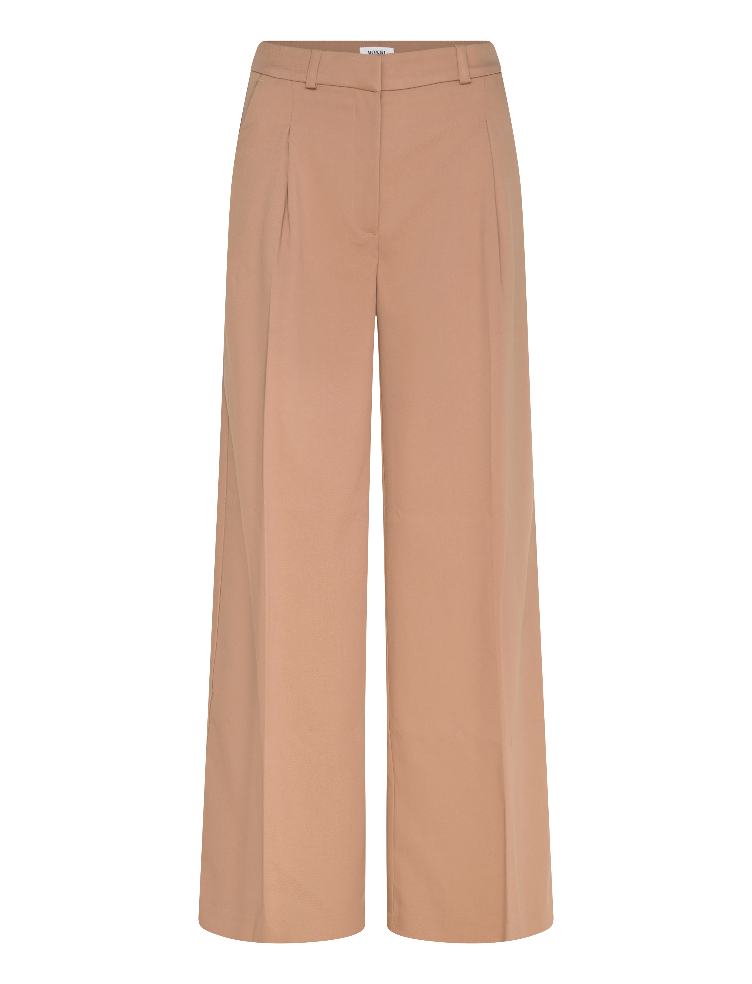 Monki High Waisted Wide Leg Suiting Trousers, 34, Beige - Leg, Frauen