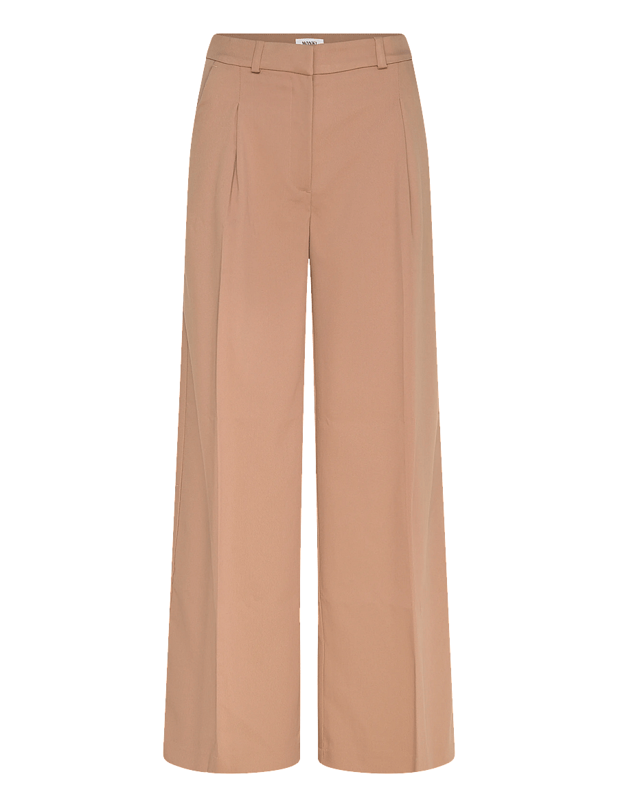Monki - High Waisted Wide Leg Suiting Trousers - habitbukser - beige dark - 0