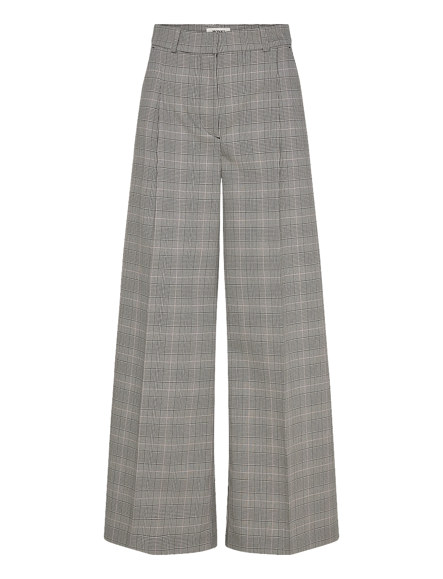 Monki - High Waisted Wide Leg Twill Trousers - anzugshosen - black dark - 0