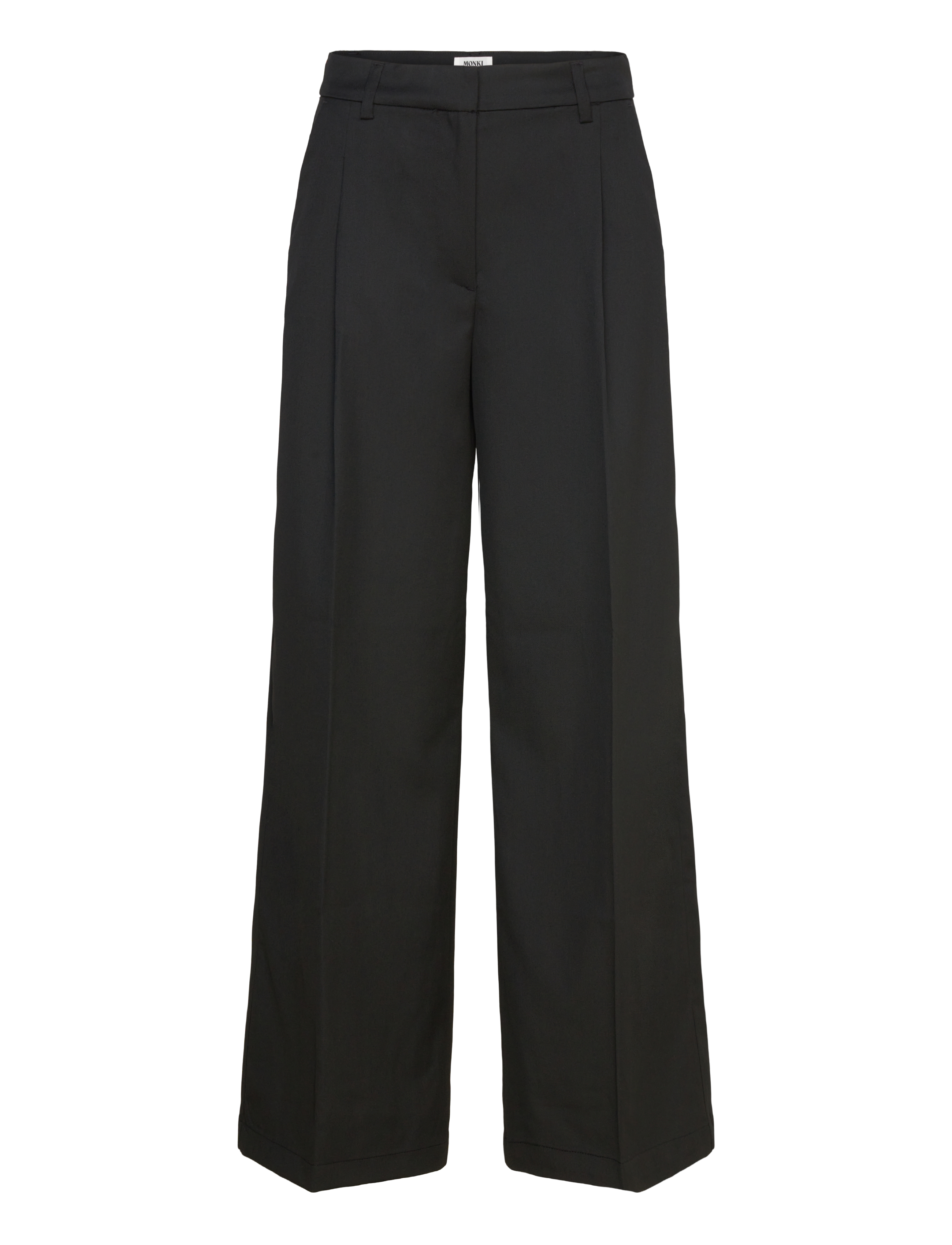 High Waisted Wide Leg Suiting Trousers - BLACK DARK