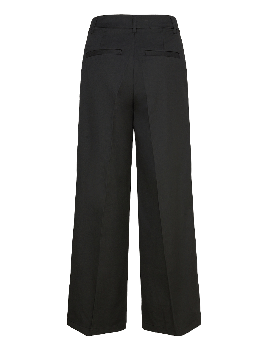Monki - High Waisted Wide Leg Twill Trousers - tailored trousers - black dark solid - 1