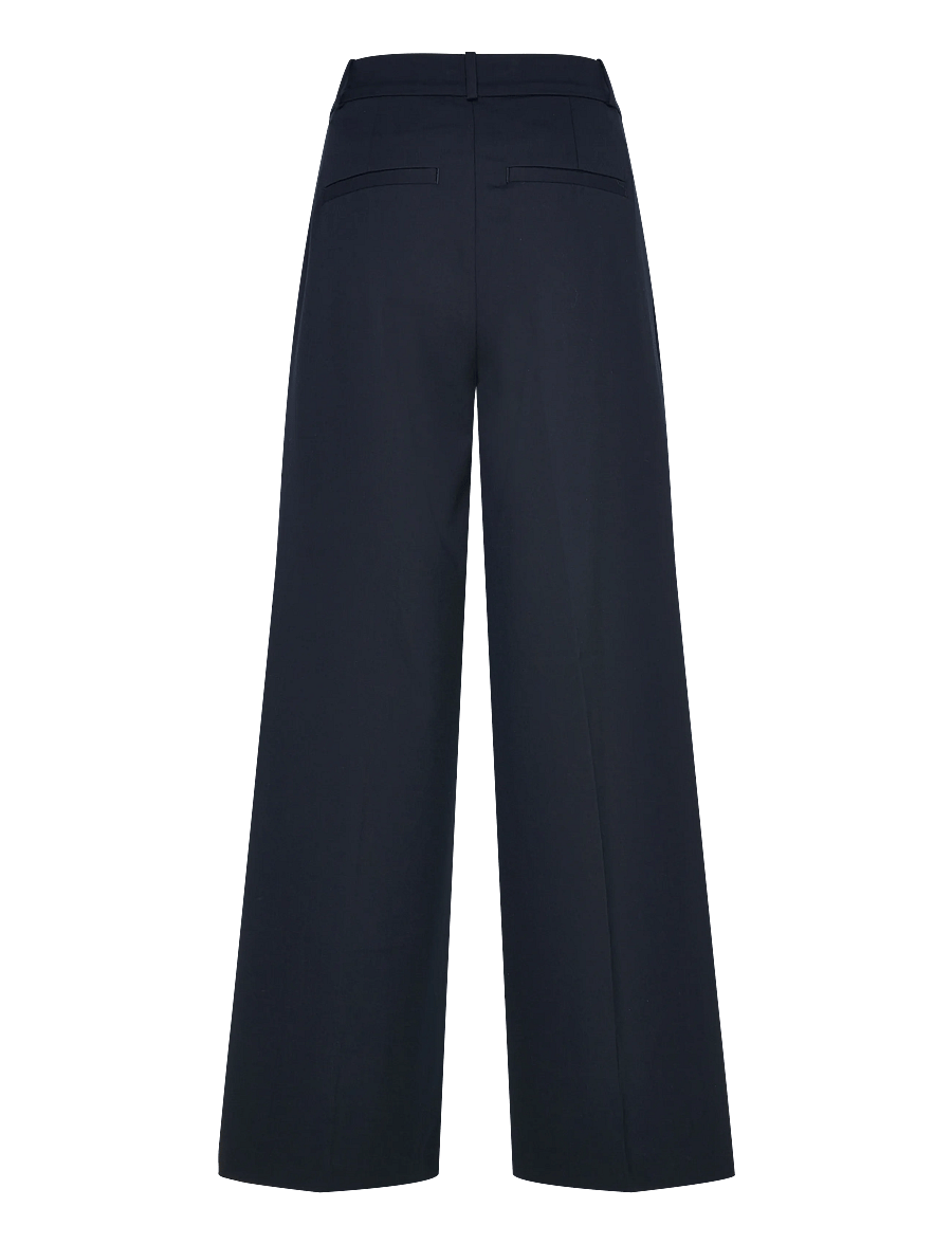 Monki - High Waisted Wide Leg Twill Trousers - anzugshosen - blue dark - 1