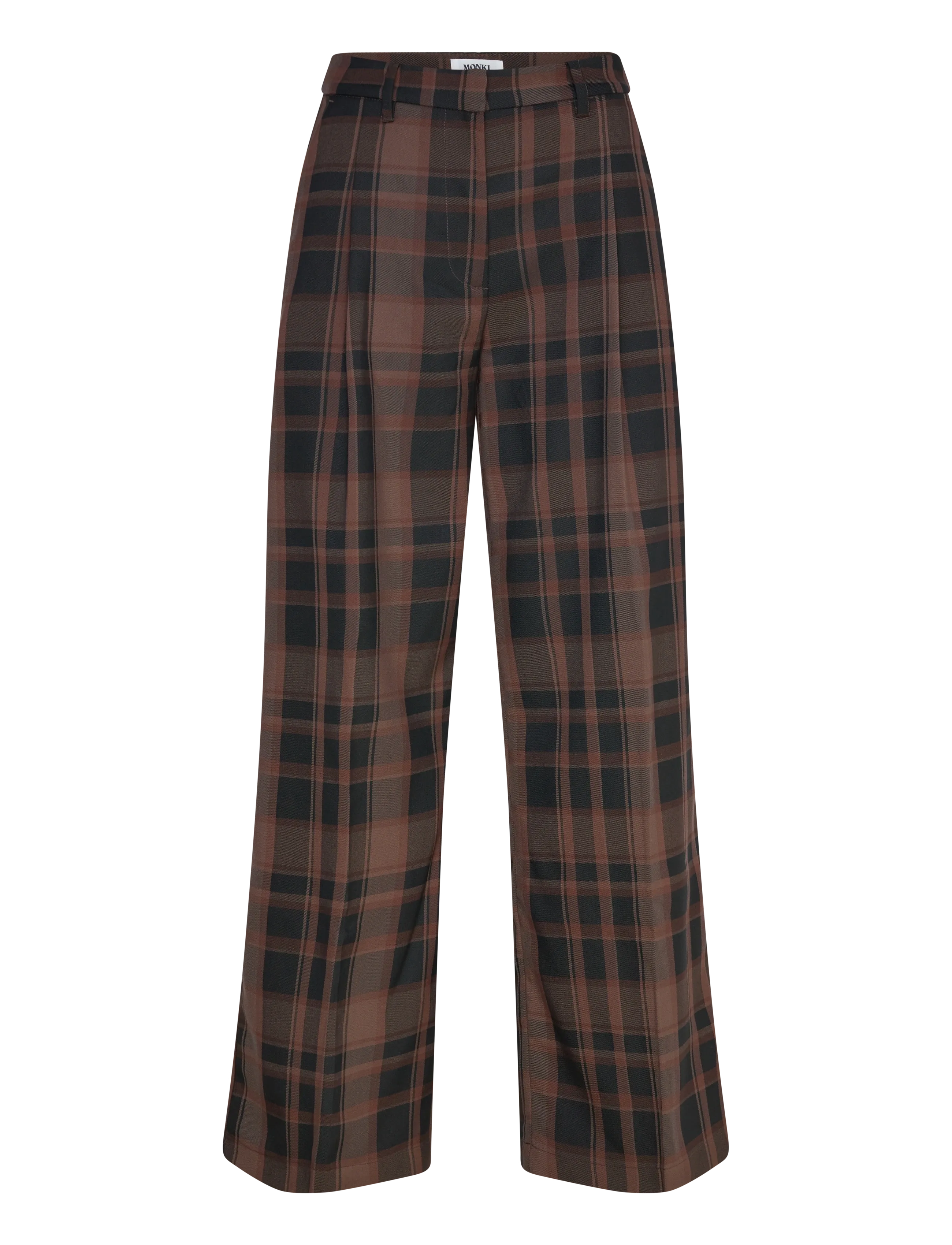 Monki High Waisted Wide Leg Suiting Trousers - Hosen - BROWN MEDIUM DUSTY / grey
