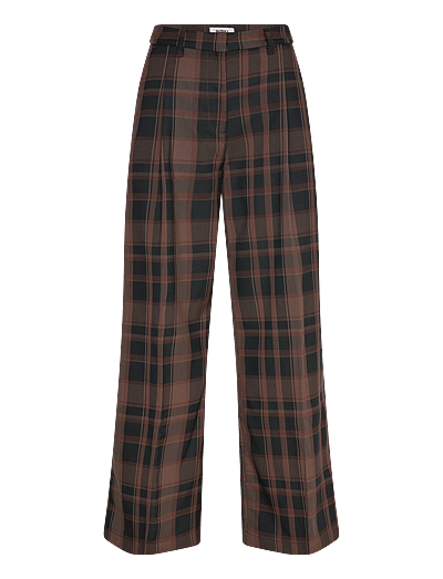 Monki High Waisted Wide Leg Suiting Trousers - Clothing - BROWN MEDIUM DUSTY / grey