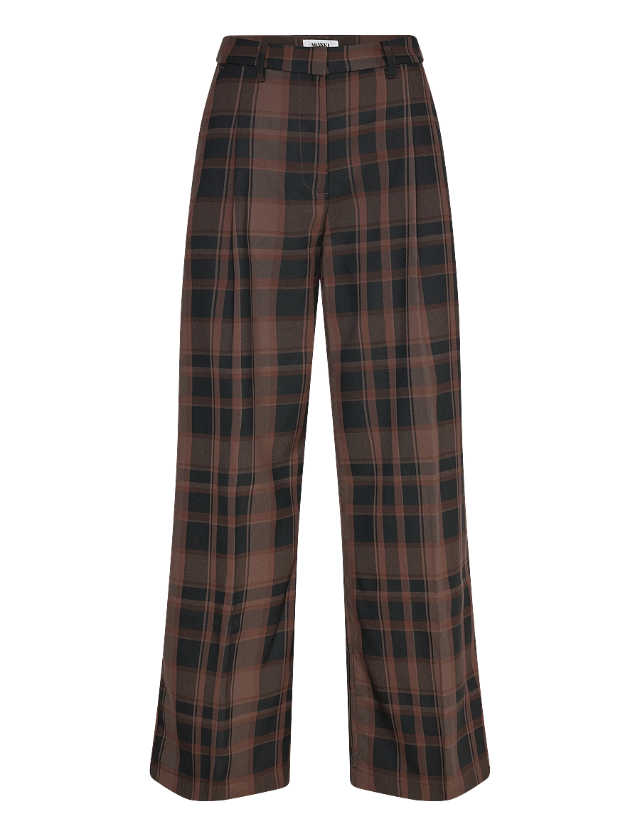 Monki - High Waisted Wide Leg Suiting Trousers - kostymbyxor - brown medium dusty - 0