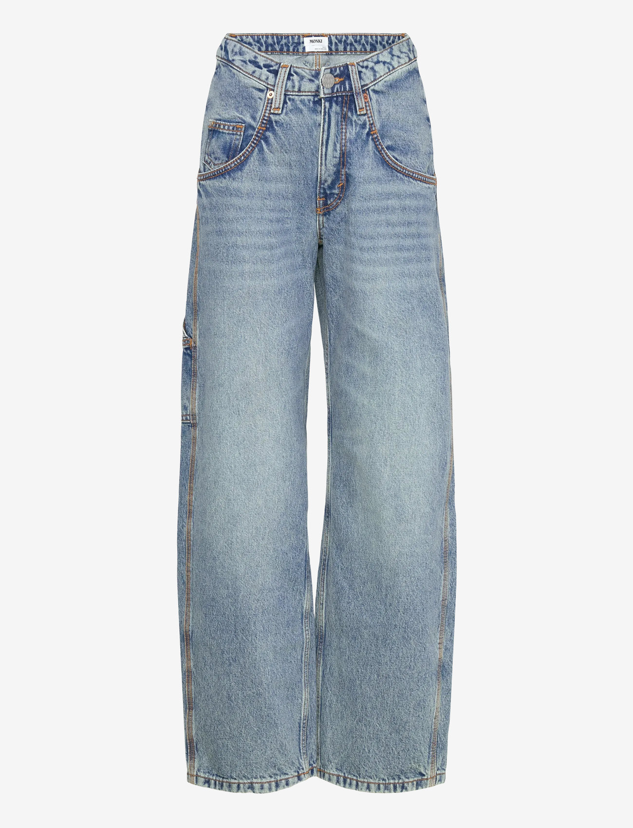 Monki - HW WORKWEAR JEANS - brede jeans - denim blue medium - 0