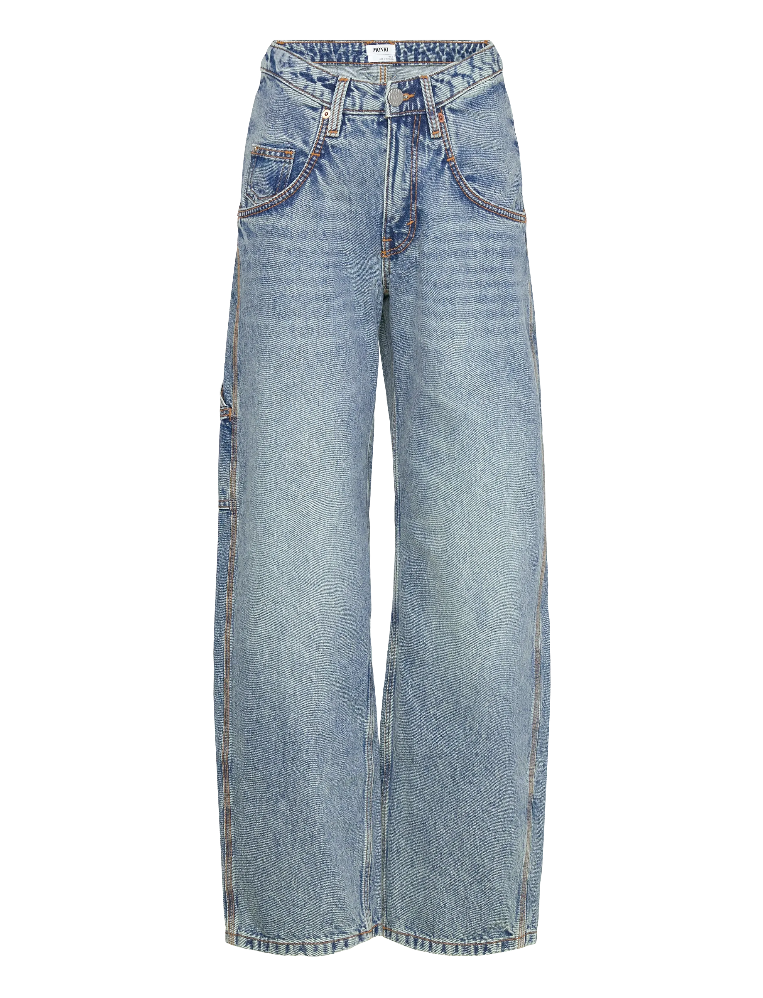 Monki - HW WORKWEAR JEANS - wide leg jeans - denim blue medium - 0