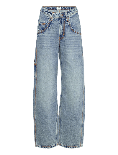 Monki HW WORKWEAR JEANS - Hversdagsleg Tíska - DENIM BLUE MEDIUM / blue