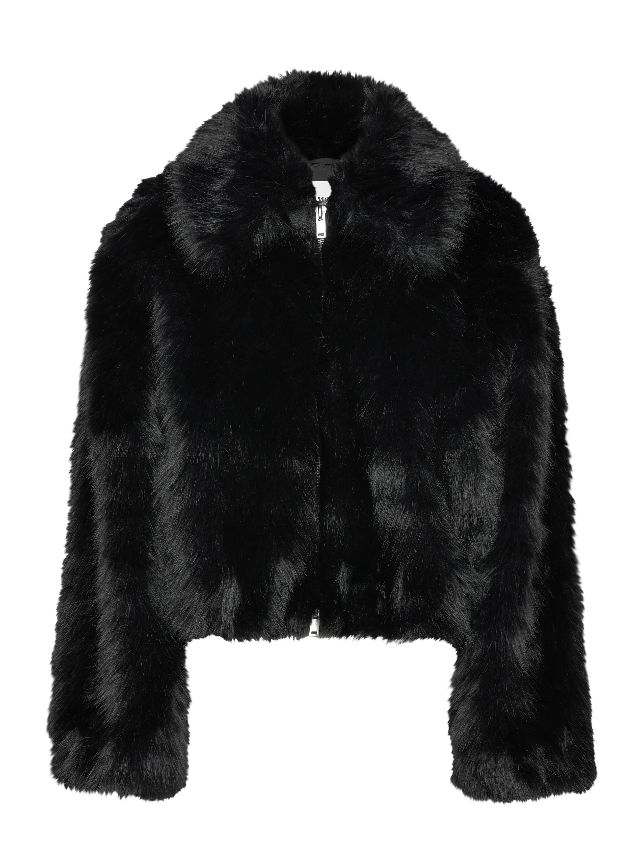 Monki Chunky zip faux fur jacket - Monki - BLACK DARK / black