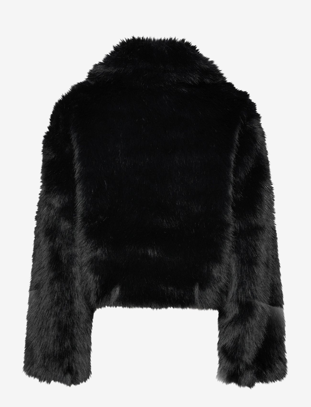 Monki - Chunky zip faux fur jacket - fuskpäls - black dark - 1