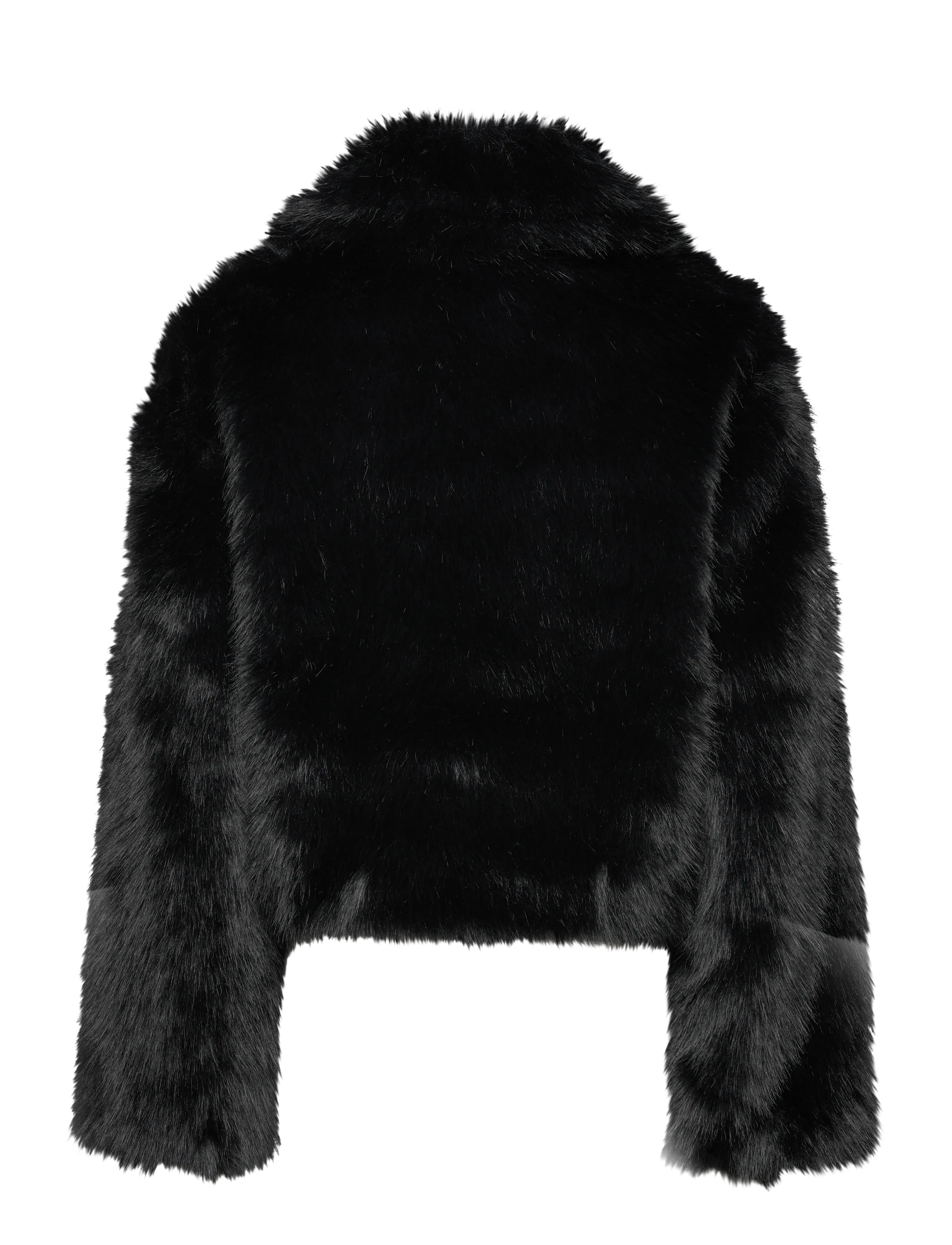 Monki - Chunky zip faux fur jacket - faux fur - black dark - 1
