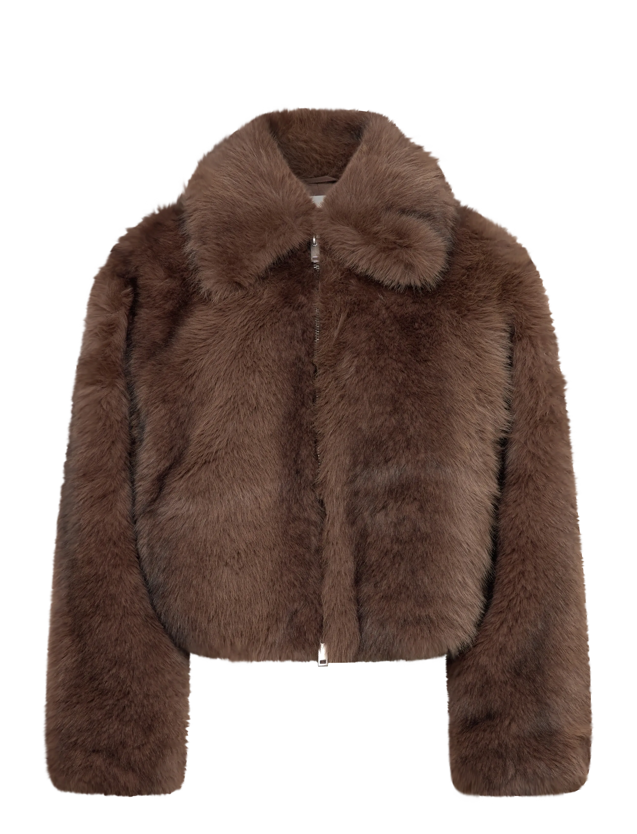 Chunky zip faux fur jacket