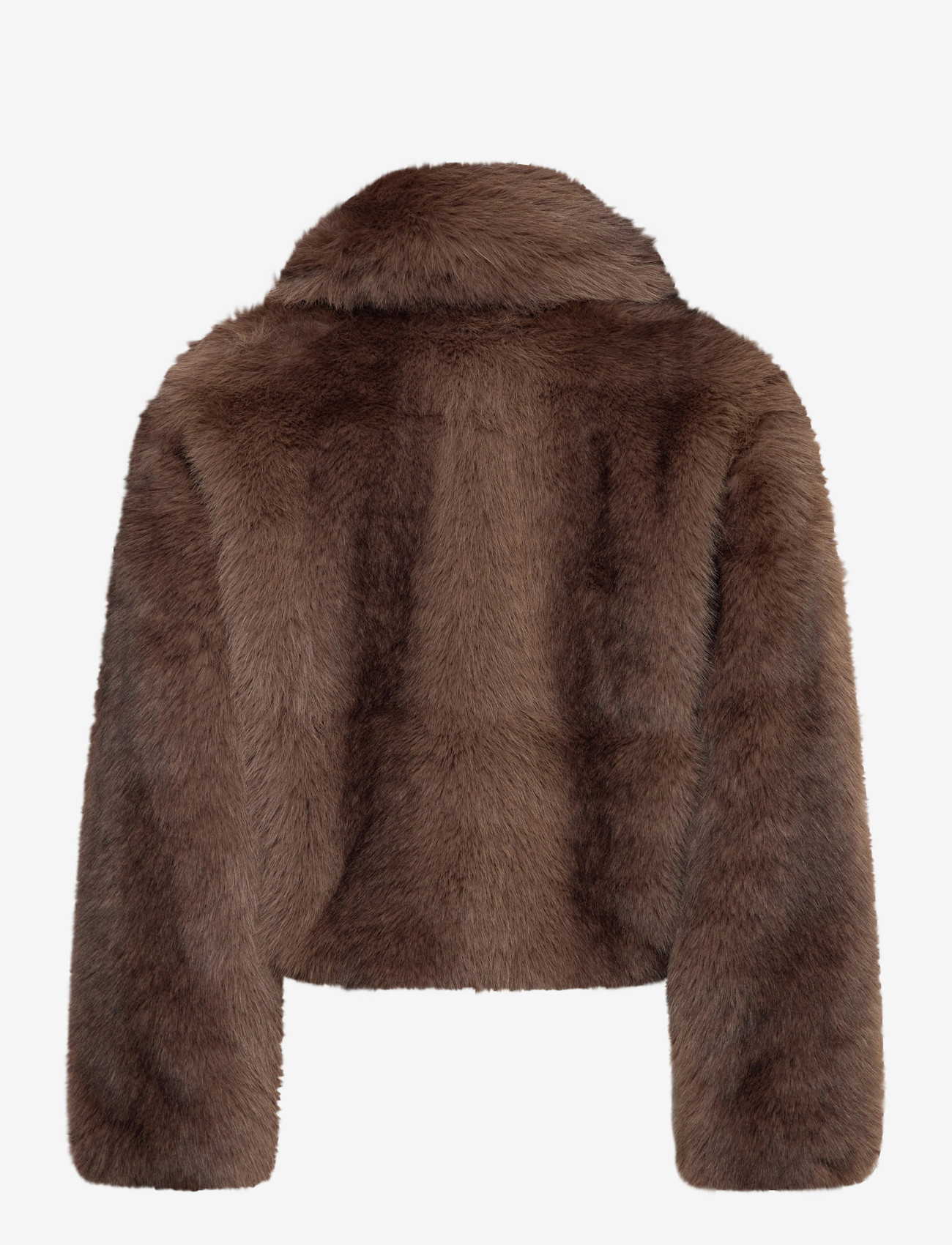 Monki - Chunky zip faux fur jacket - kunstkarusnahk - brown dark - 1