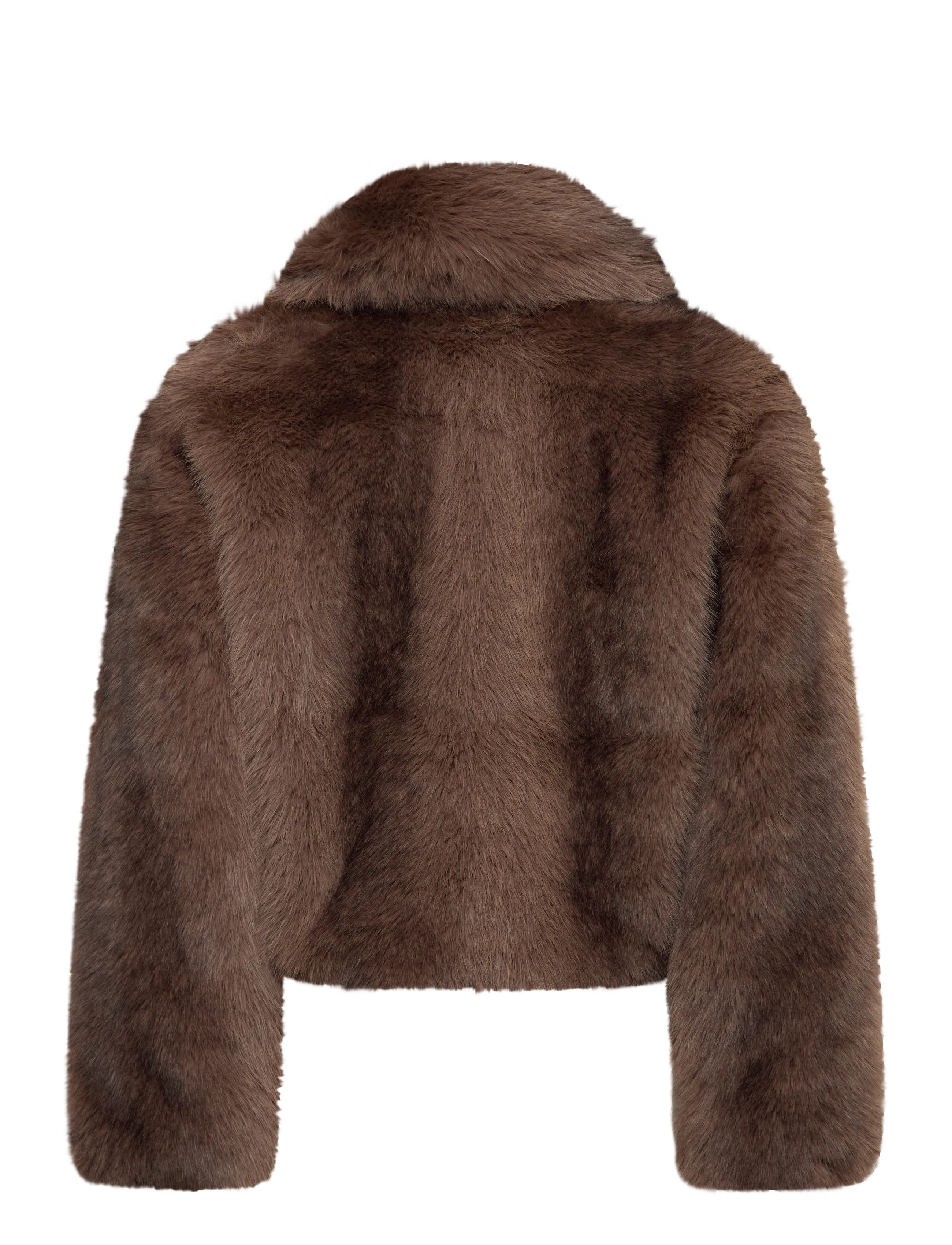 Monki - Chunky zip faux fur jacket - kunstpelz - brown dark - 1