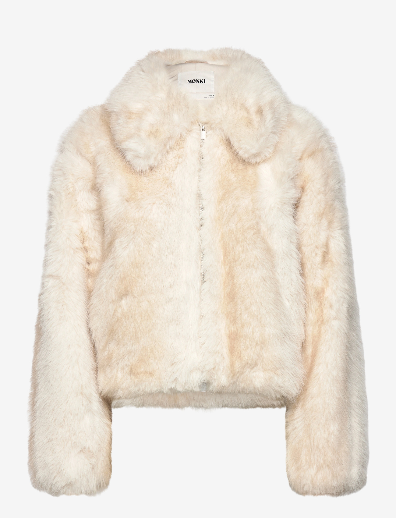 Monki - Chunky zip faux fur jacket - kunstpelz - white light - 0