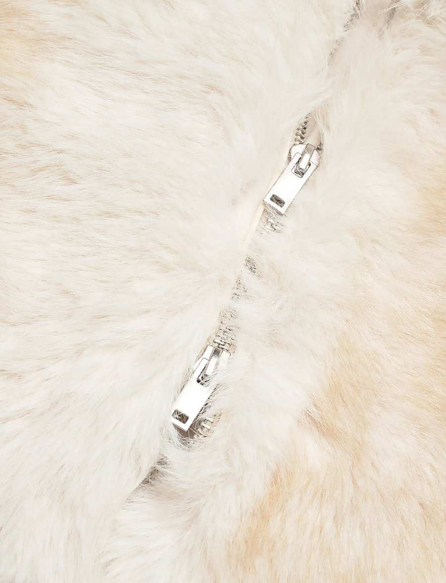 Monki - Chunky zip faux fur jacket - faux fur - white light - 4