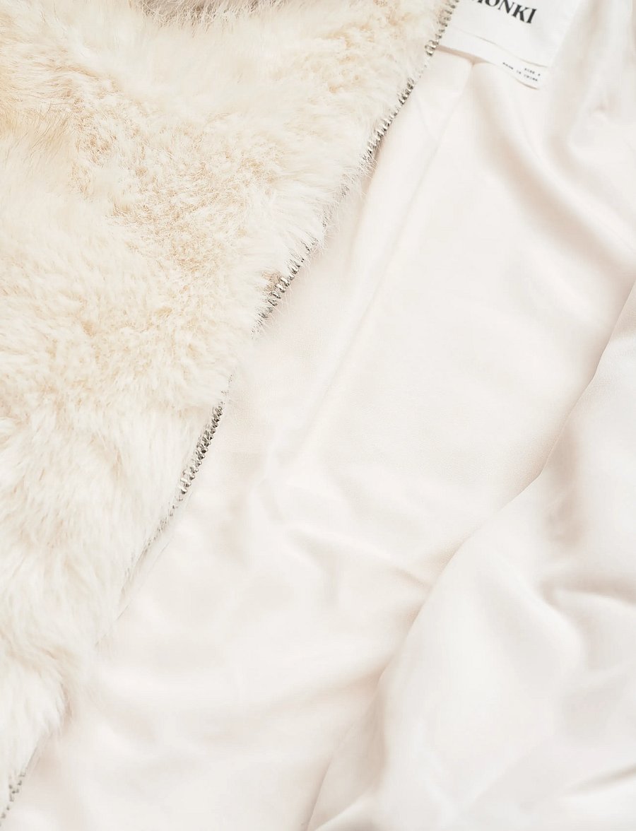 Monki - Chunky zip faux fur jacket - faux fur - white light - 5