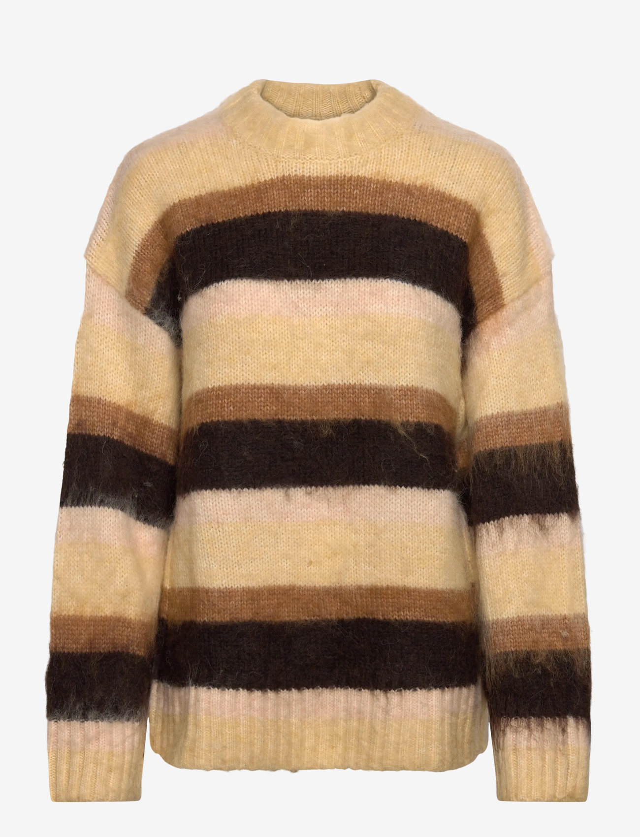 Monki - Relaxed Fit Fluffy Knit Sweater - striktrøjer - beige medium dusty - 0