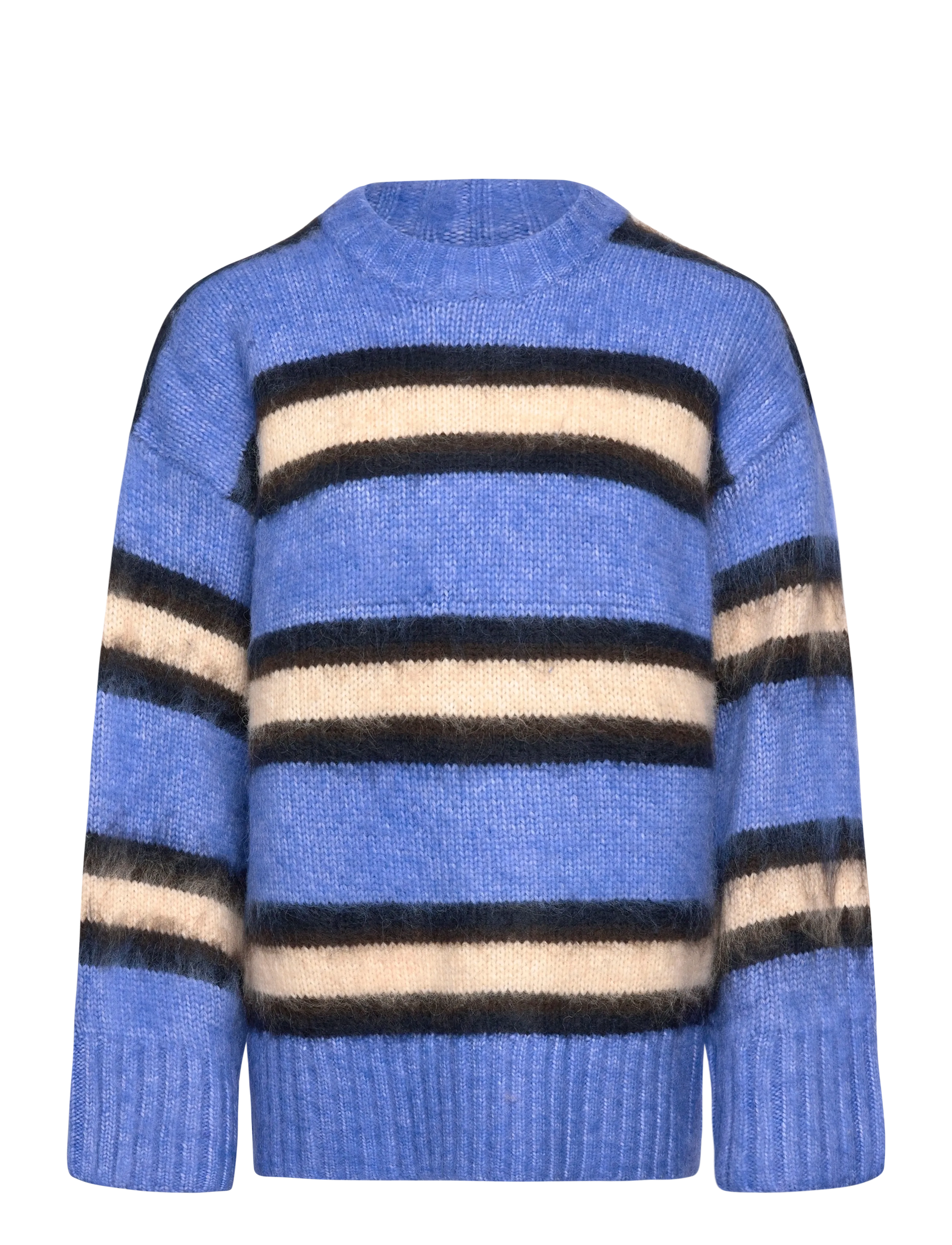 Monki Relaxed Fit Fluffy Knit Sweater, S, Knitwear, Blau - Jumpers, Frauen