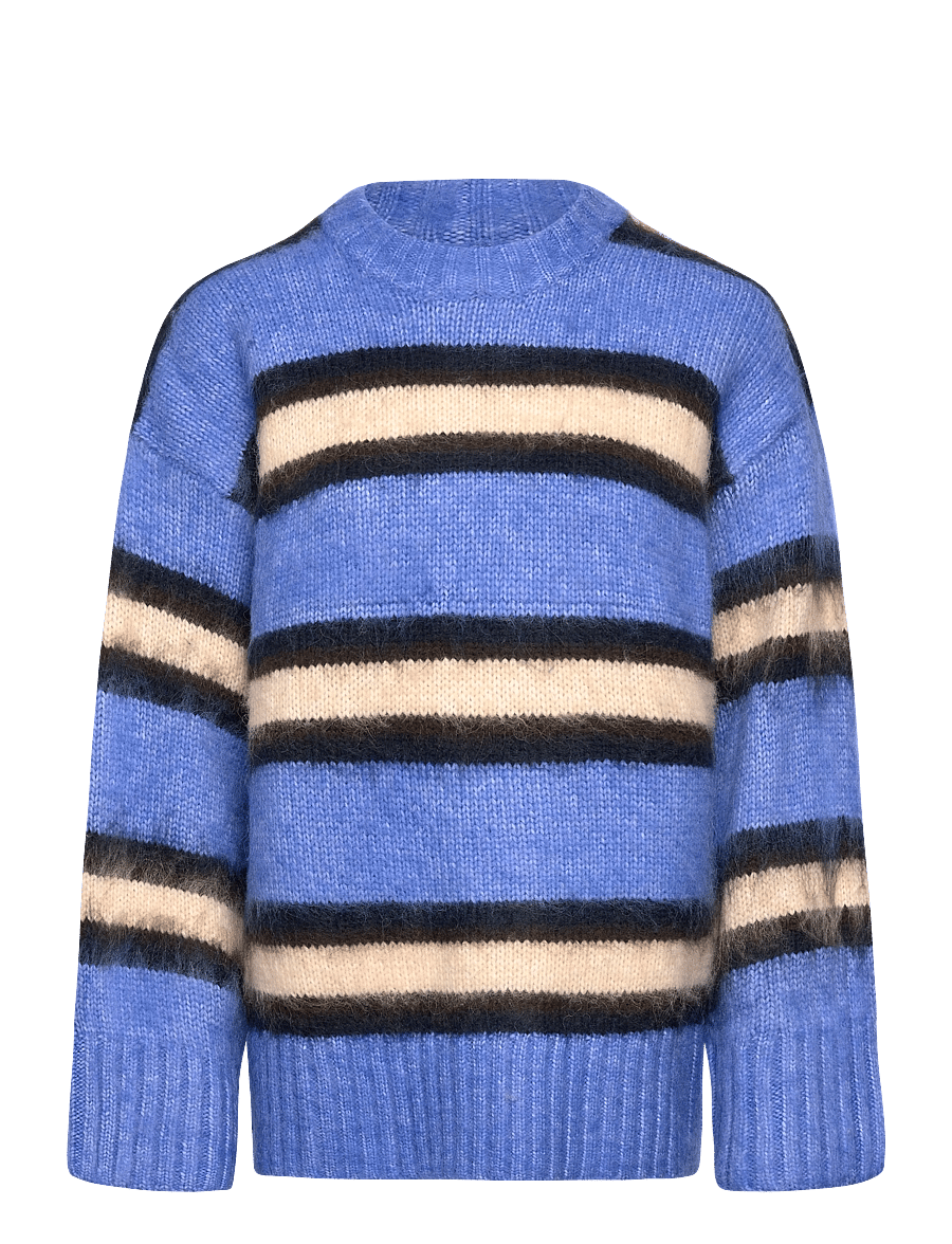 Monki - Relaxed Fit Fluffy Knit Sweater - jumpers - blue medium - 0